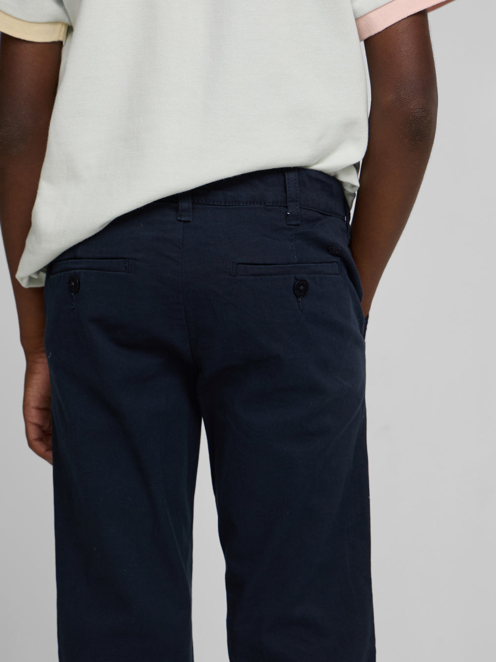 Kids' navy blue chino sport trousers