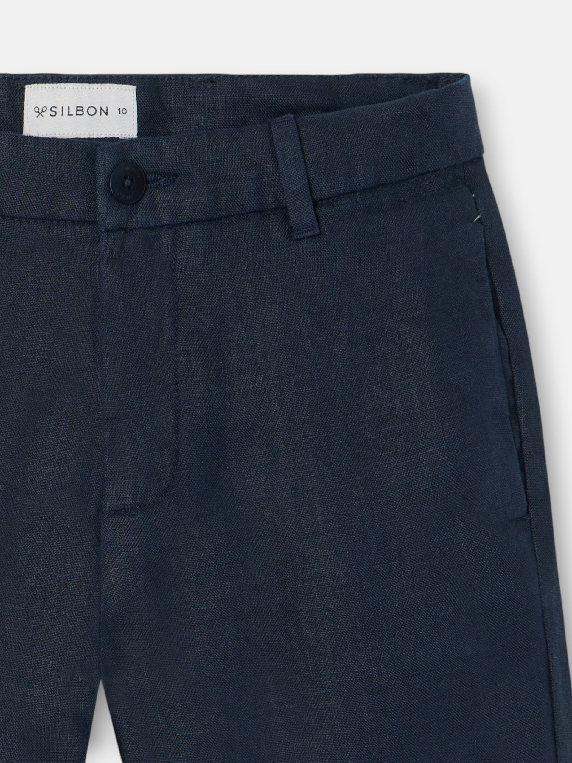 Kids' navy blue linen sport trousers