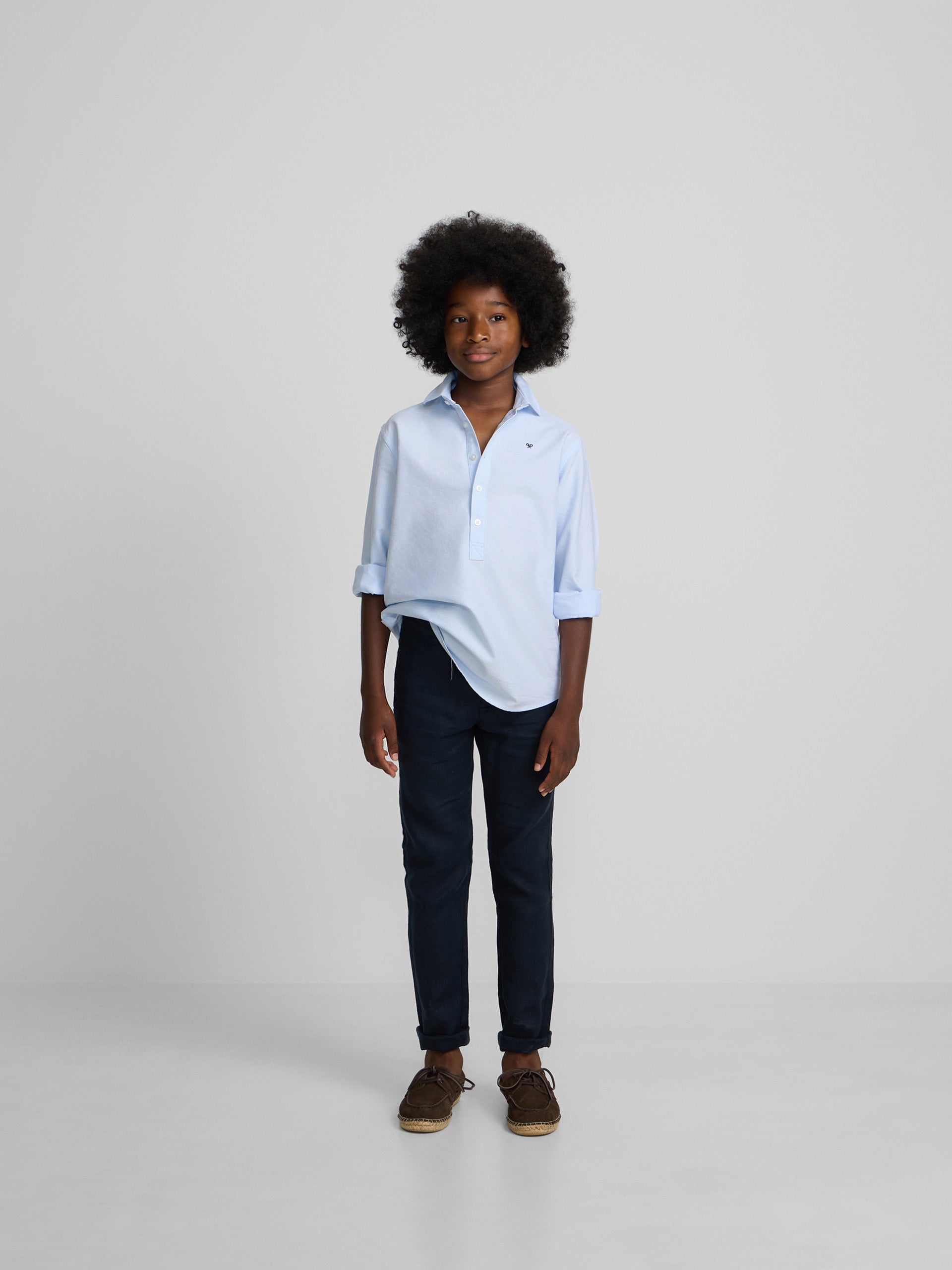 Kids' navy blue linen sport trousers