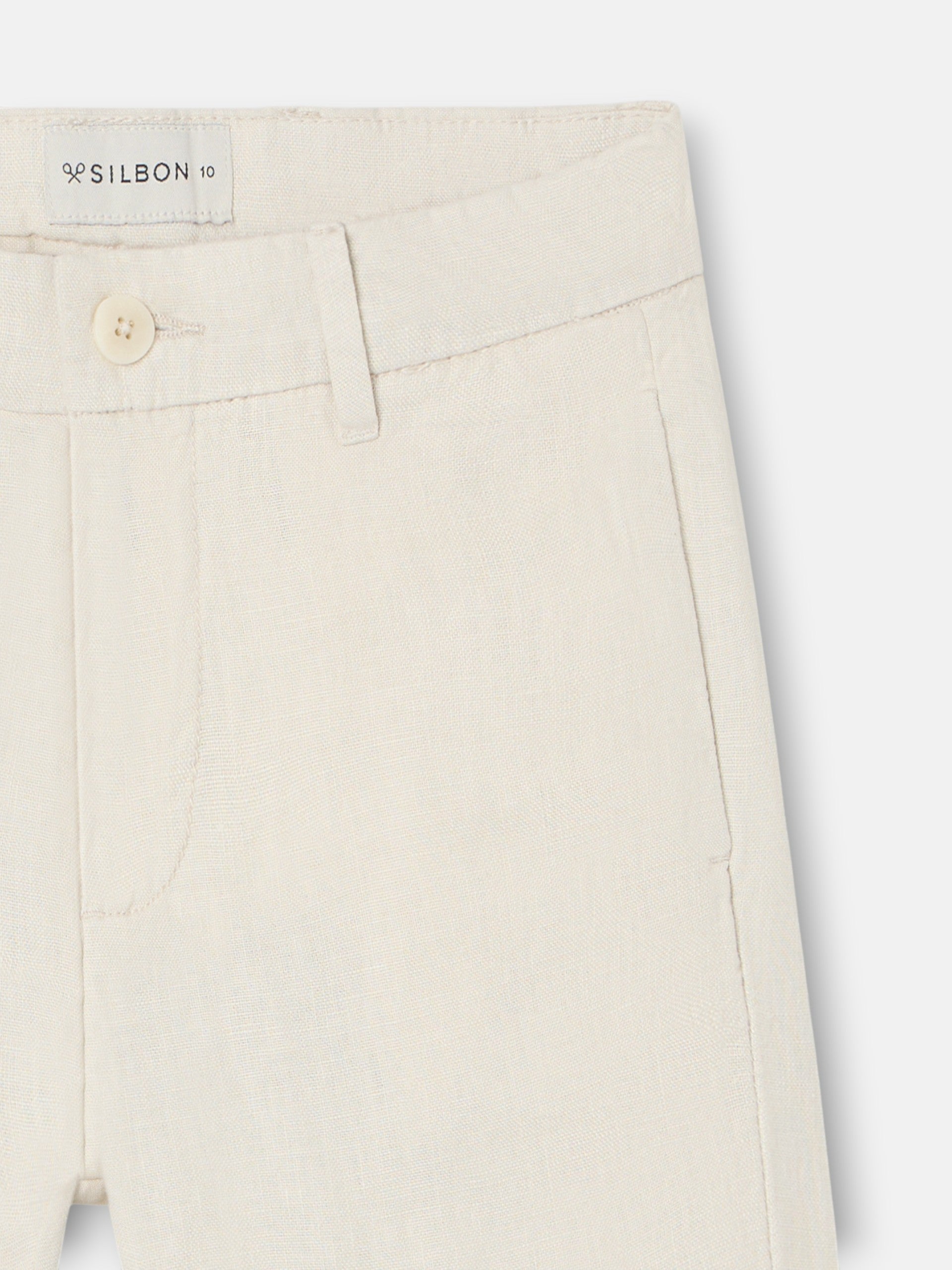 Beige linen chino sport pants for kids