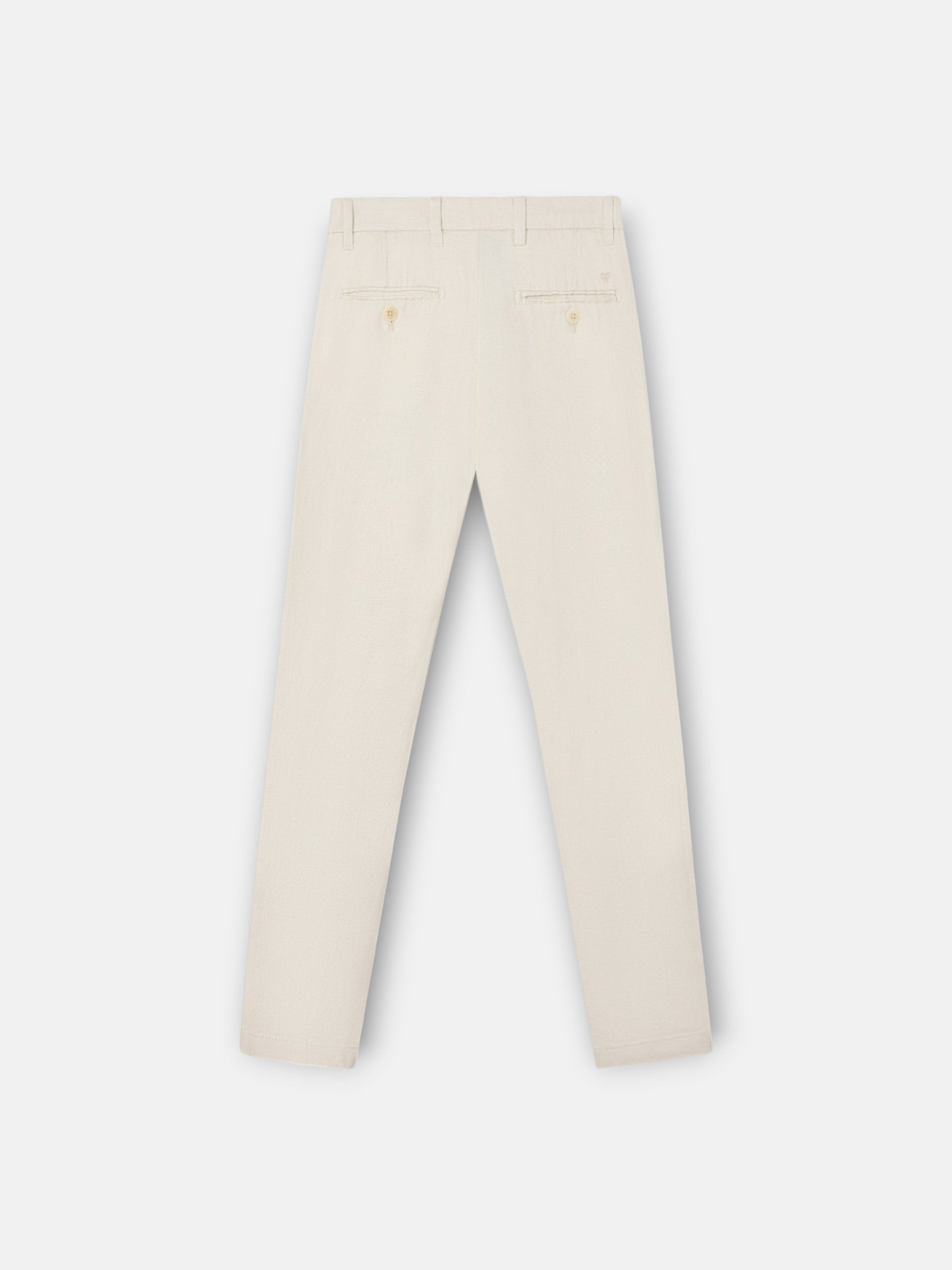 Beige linen chino sport pants for kids