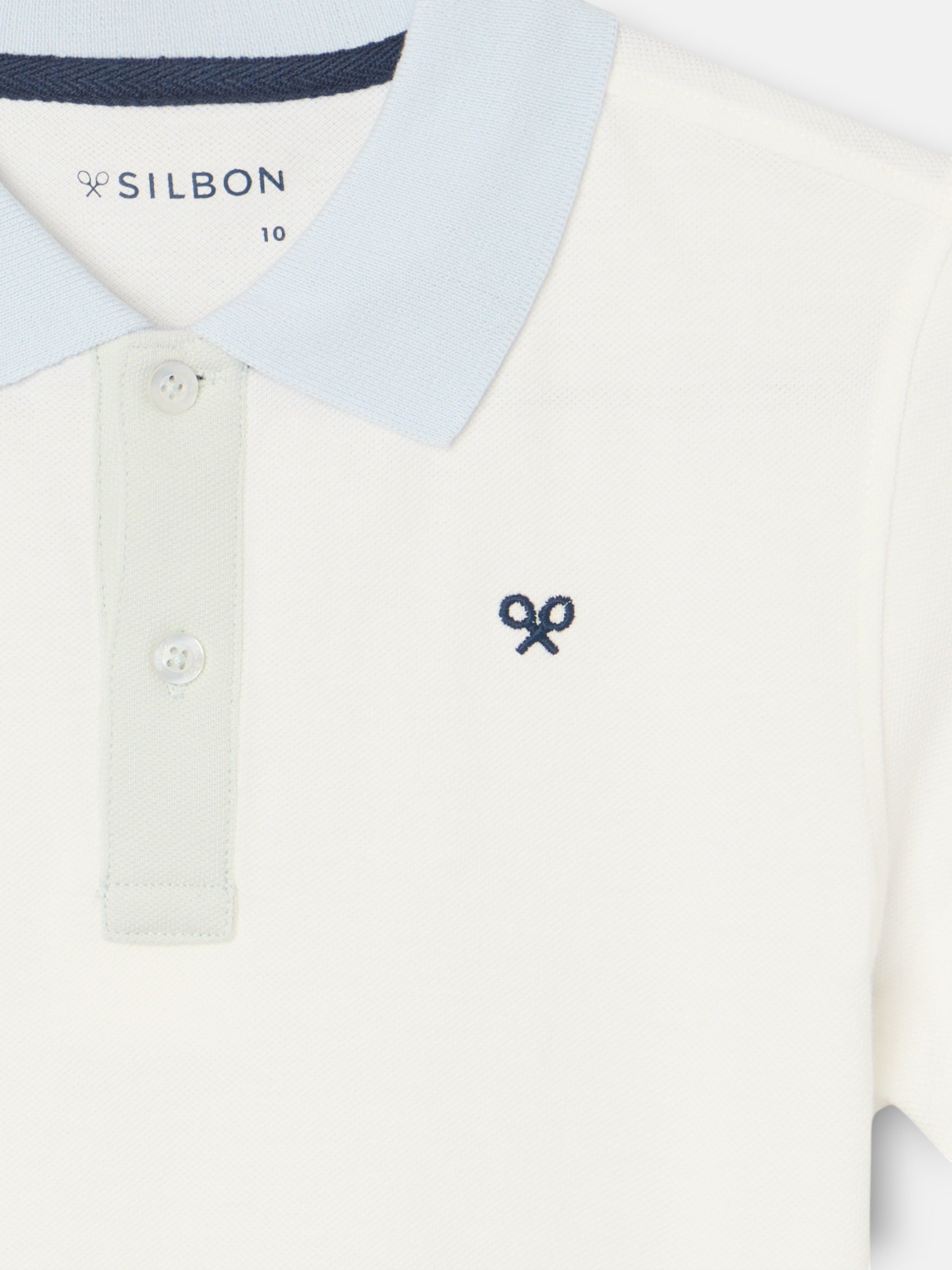 Kids' polo with multicolor trim in white