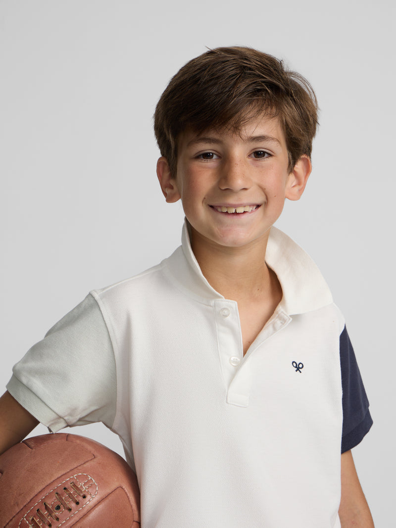 Polo kids tricolor blanco