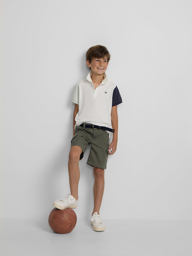 Polo kids tricolor blanco