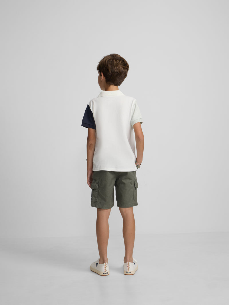 Polo kids tricolor blanco