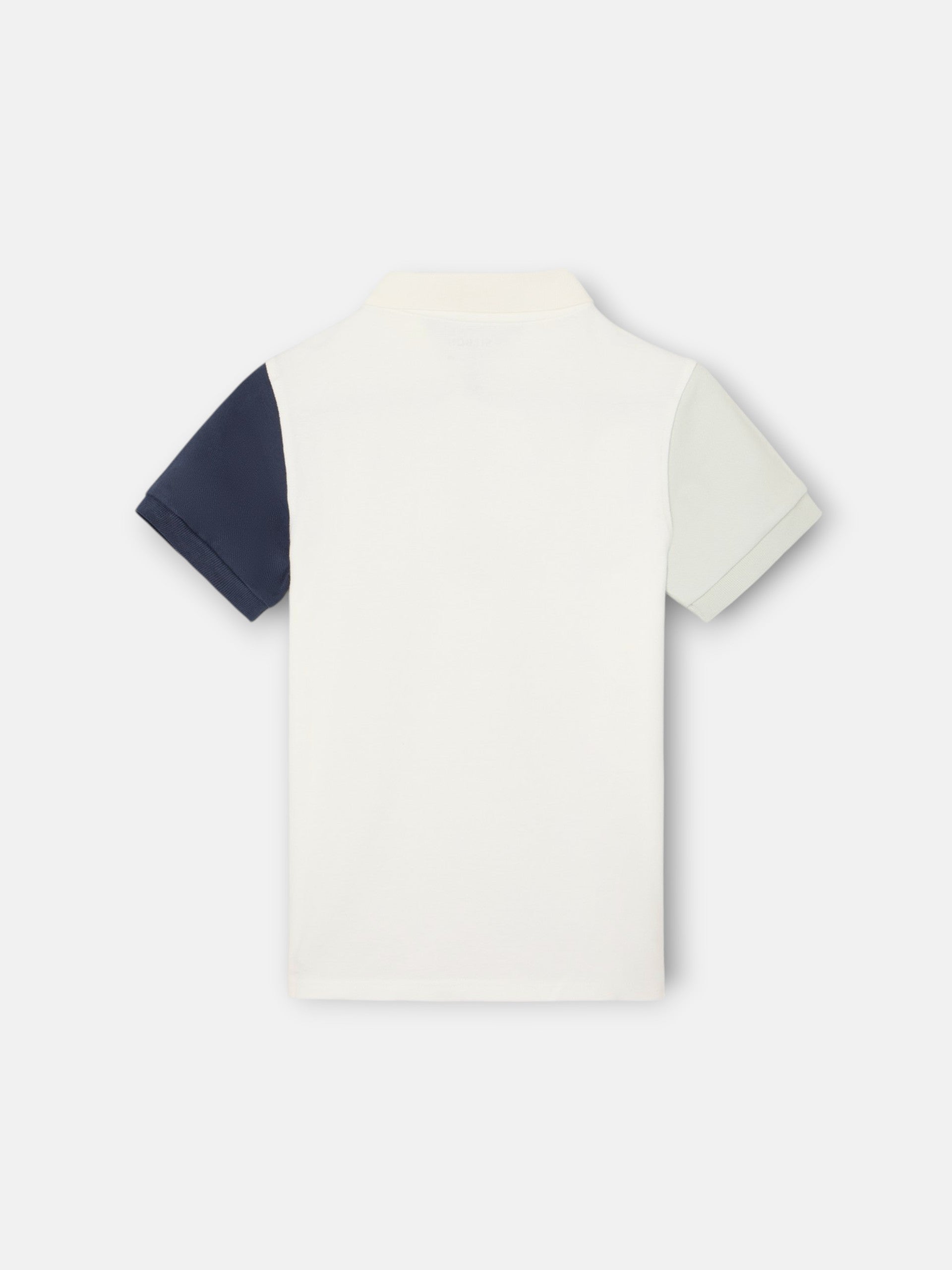Polo enfant tricolore blanc