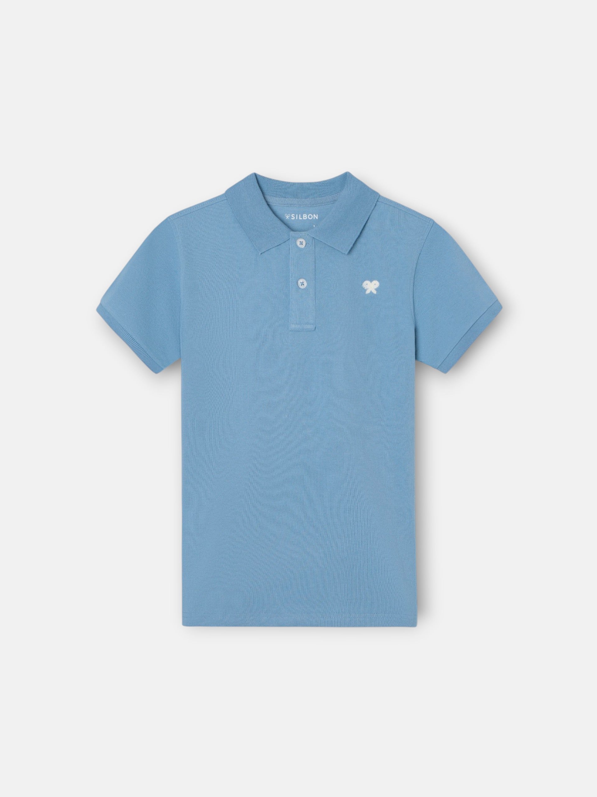 Polo kids liso logo rizo azul medio