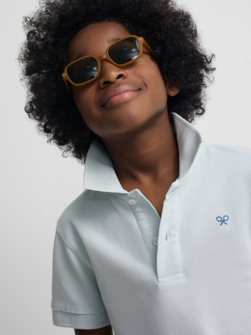 Kids' ethnic racket blue polo