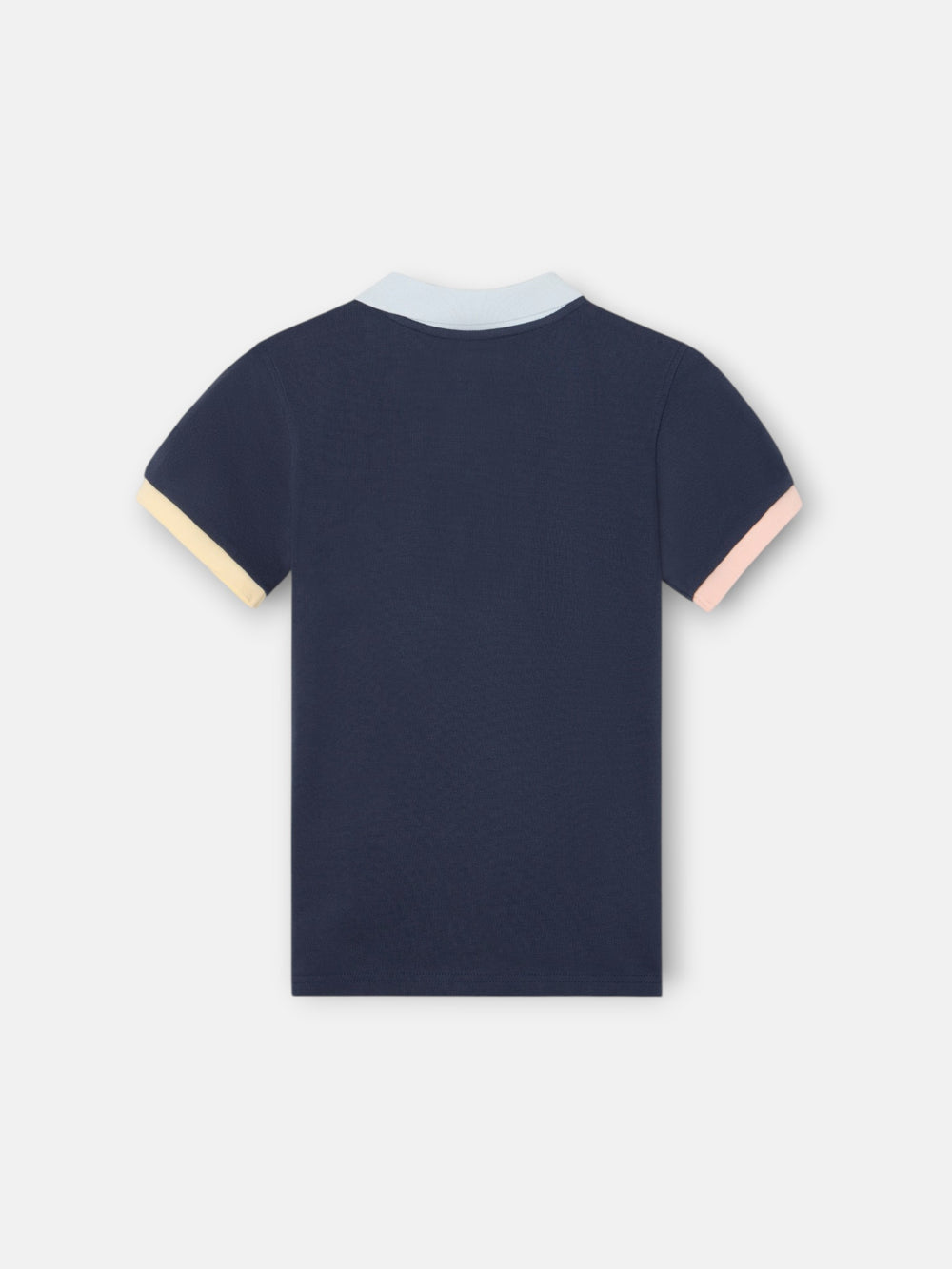 Polo enfants bordure multicolore bleu marine
