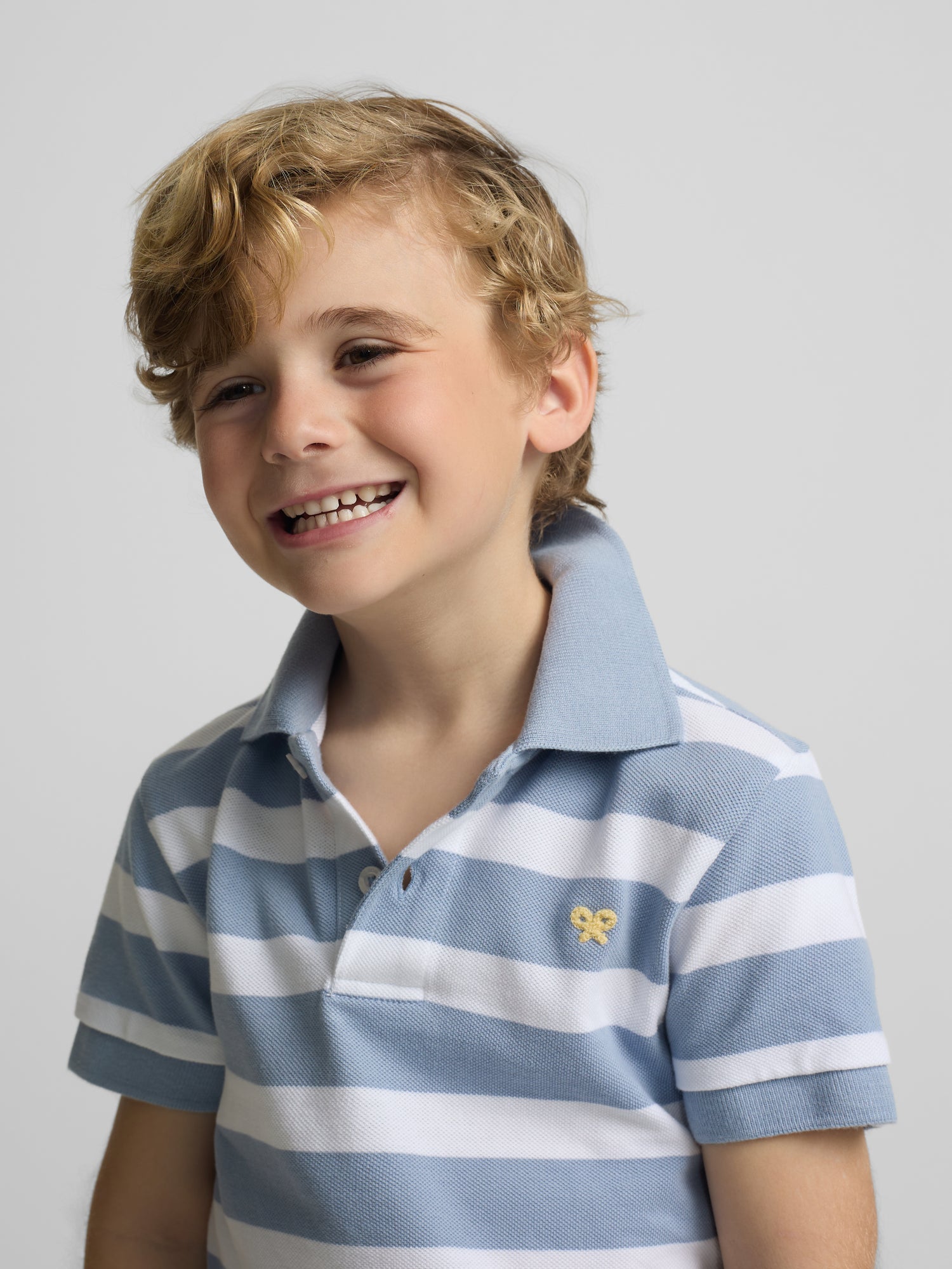 Polo criança riscas branco azul