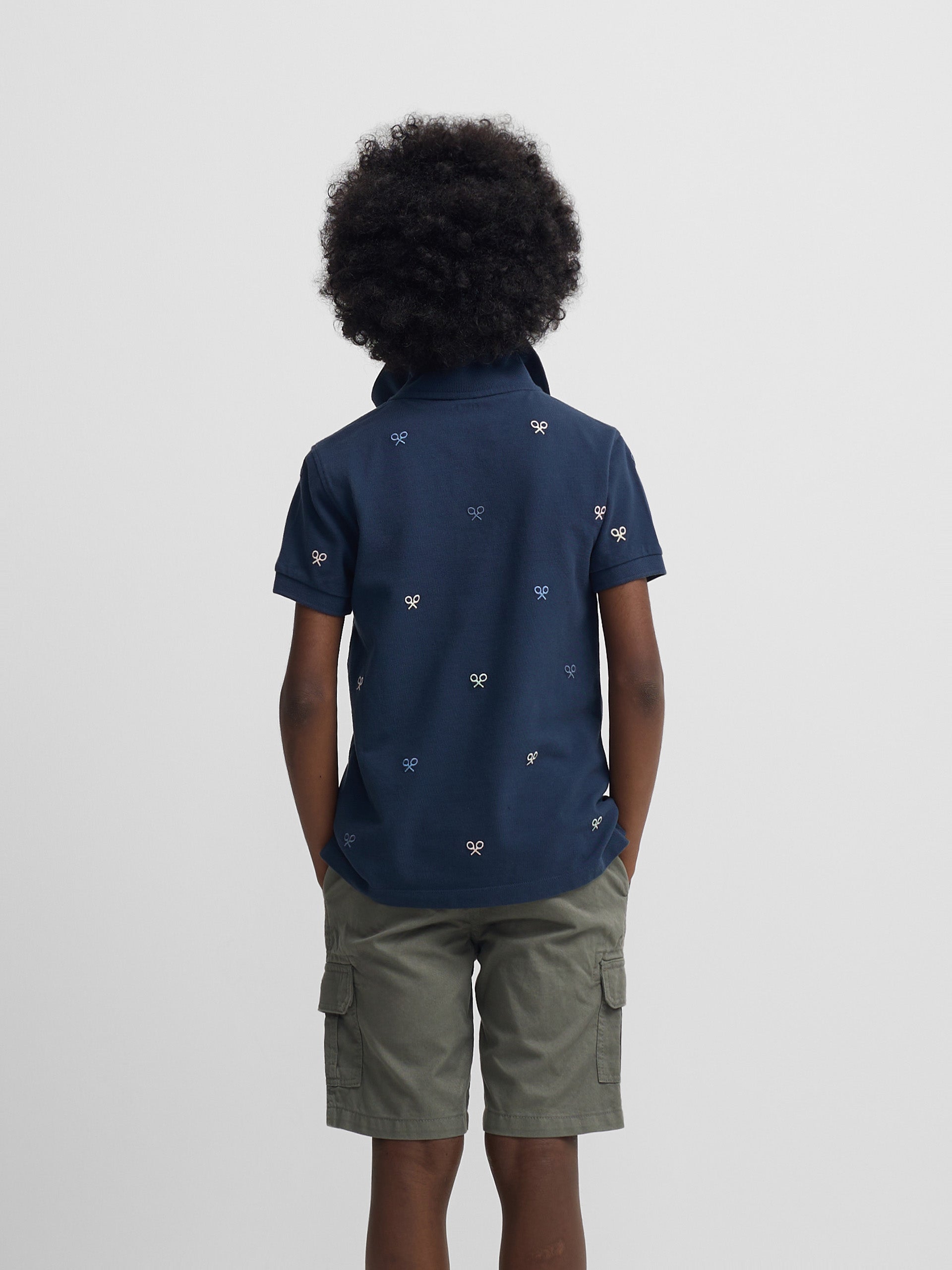 Polo enfant multi-raquettes bleu marine