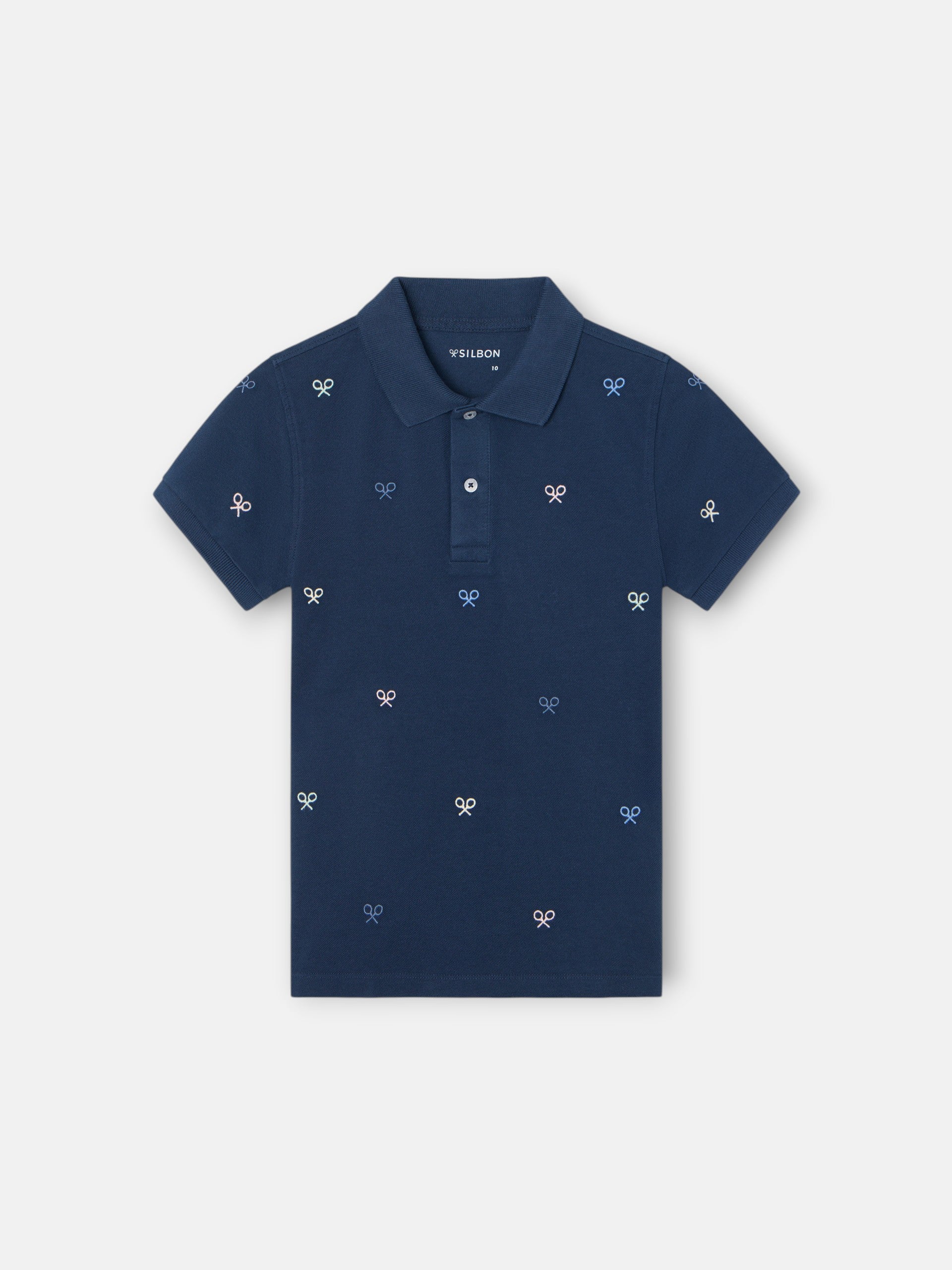 Polo enfant multi-raquettes bleu marine