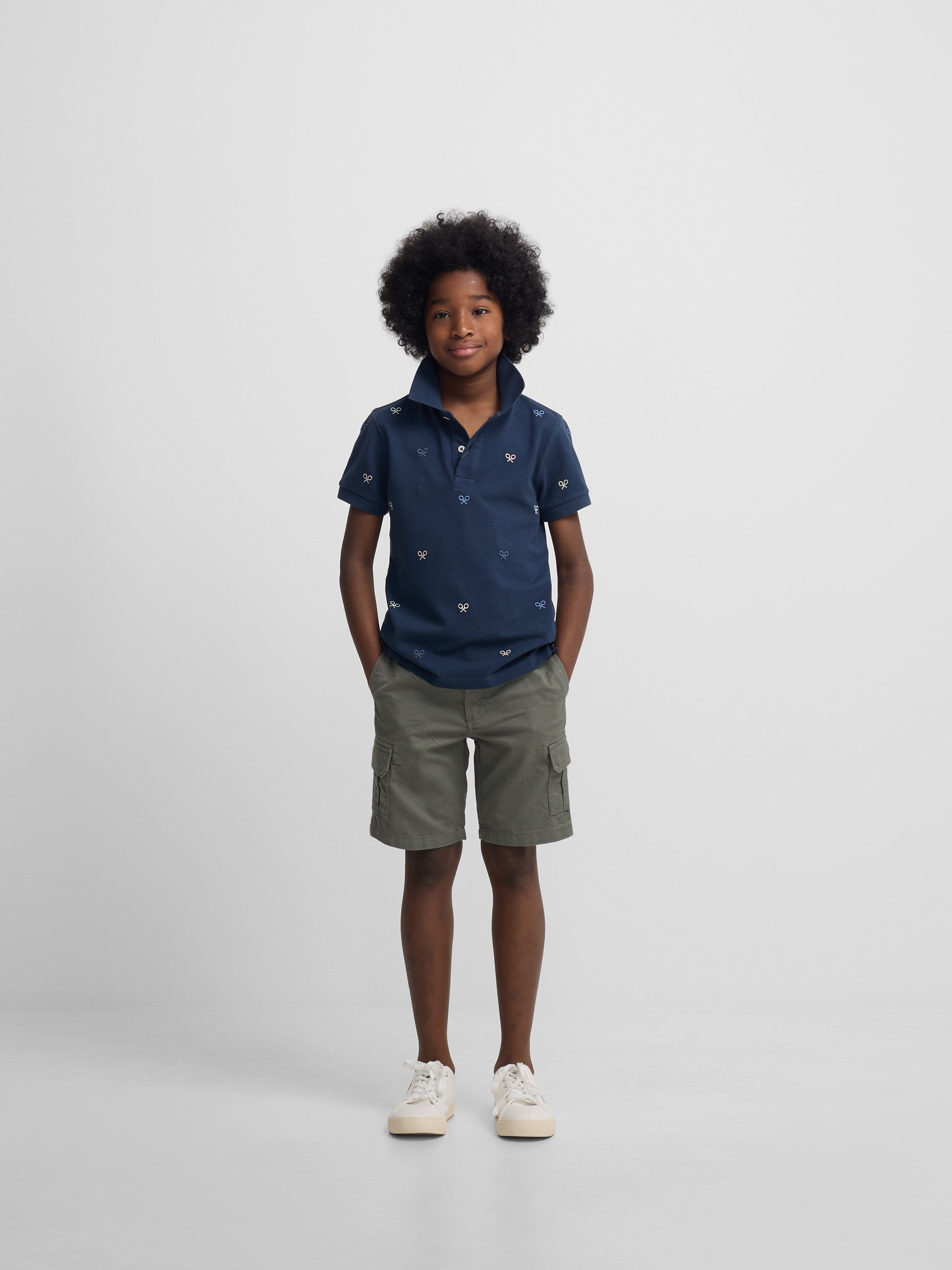 Polo enfant multi-raquettes bleu marine