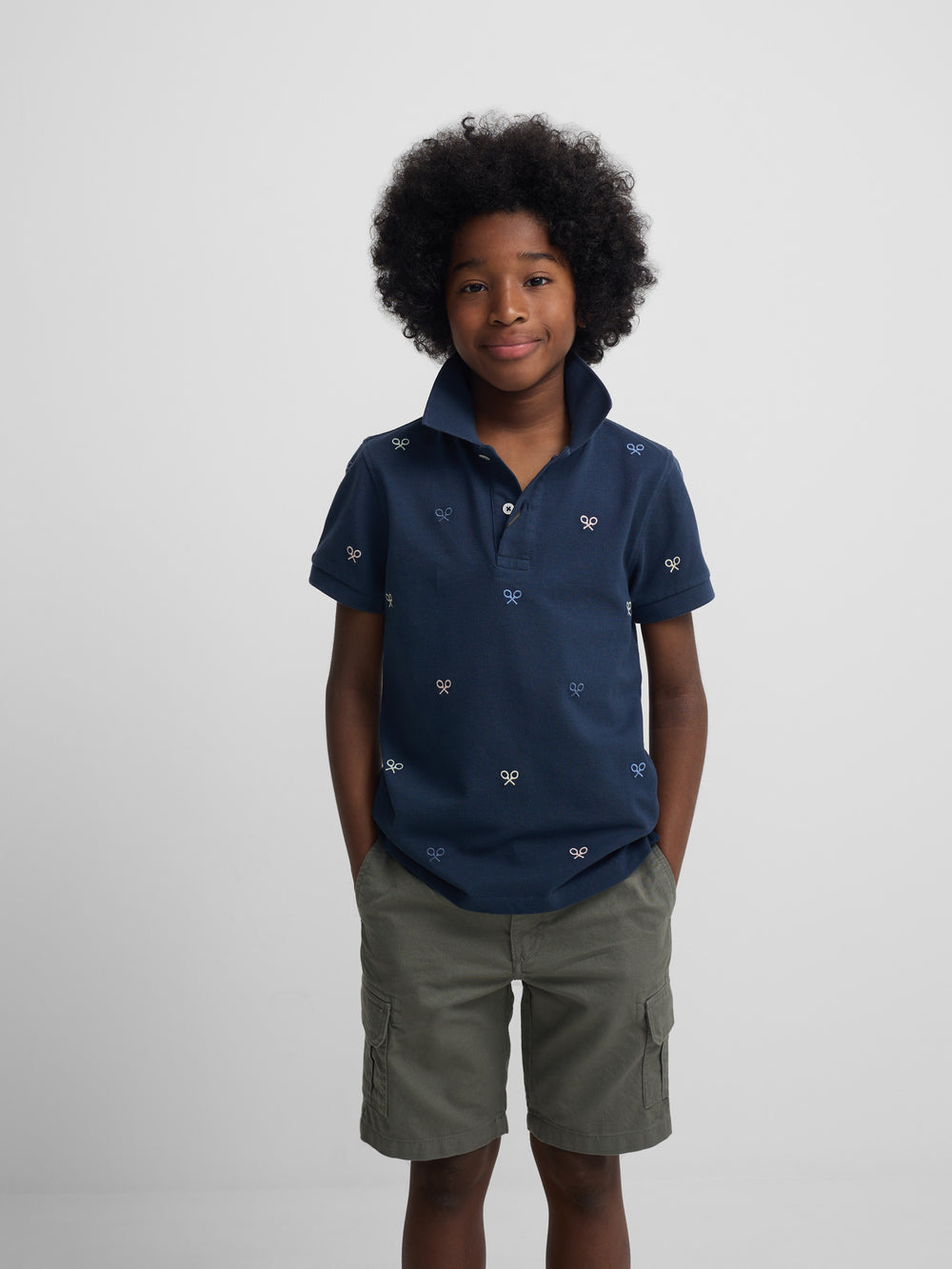 Polo enfant multi-raquettes bleu marine