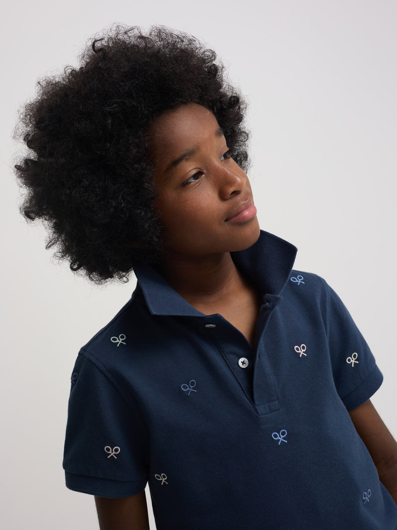 Polo infantil multiraquete cores azul-marinho