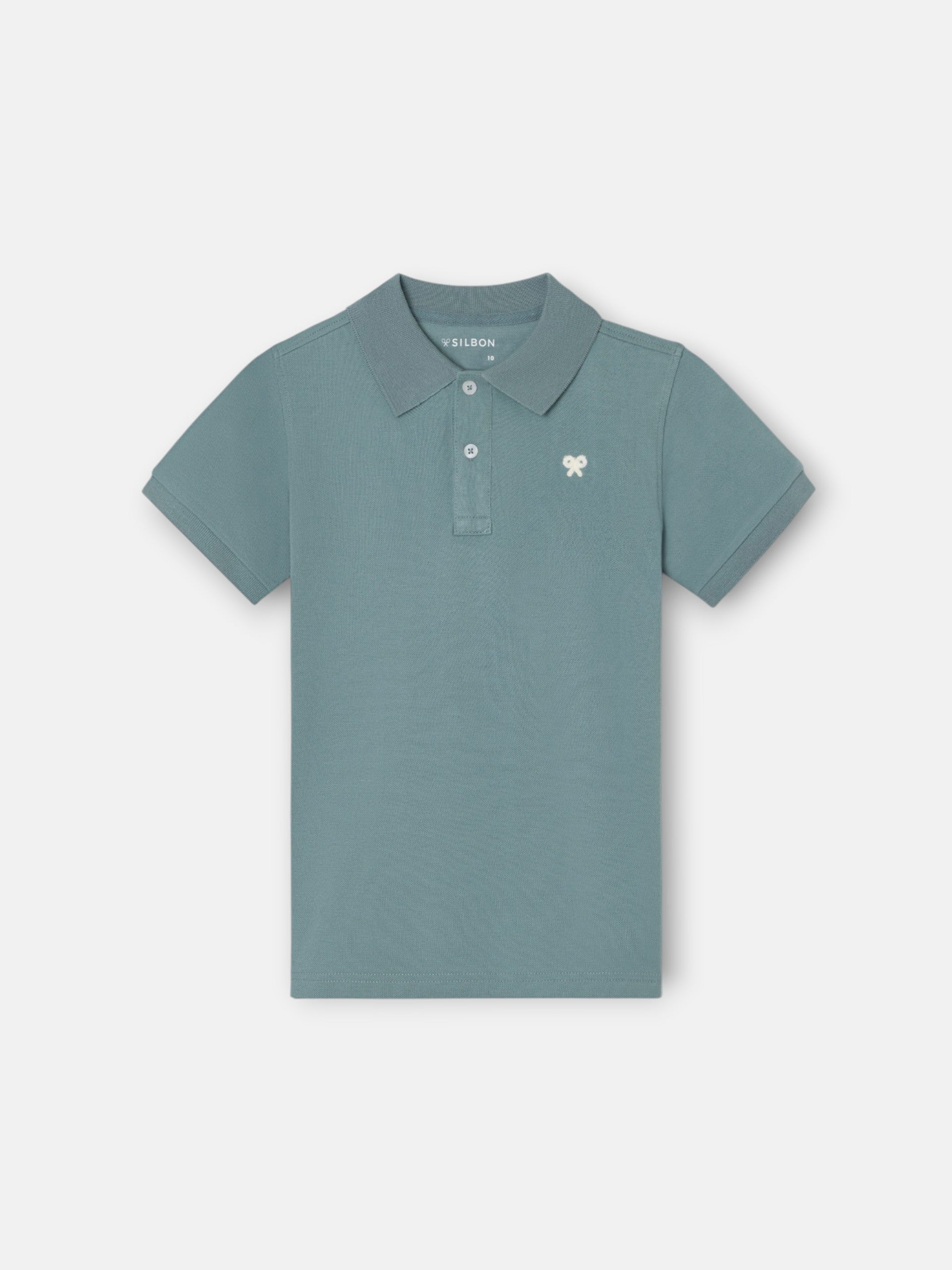 Polo kids liso logo rizo verde oscuro