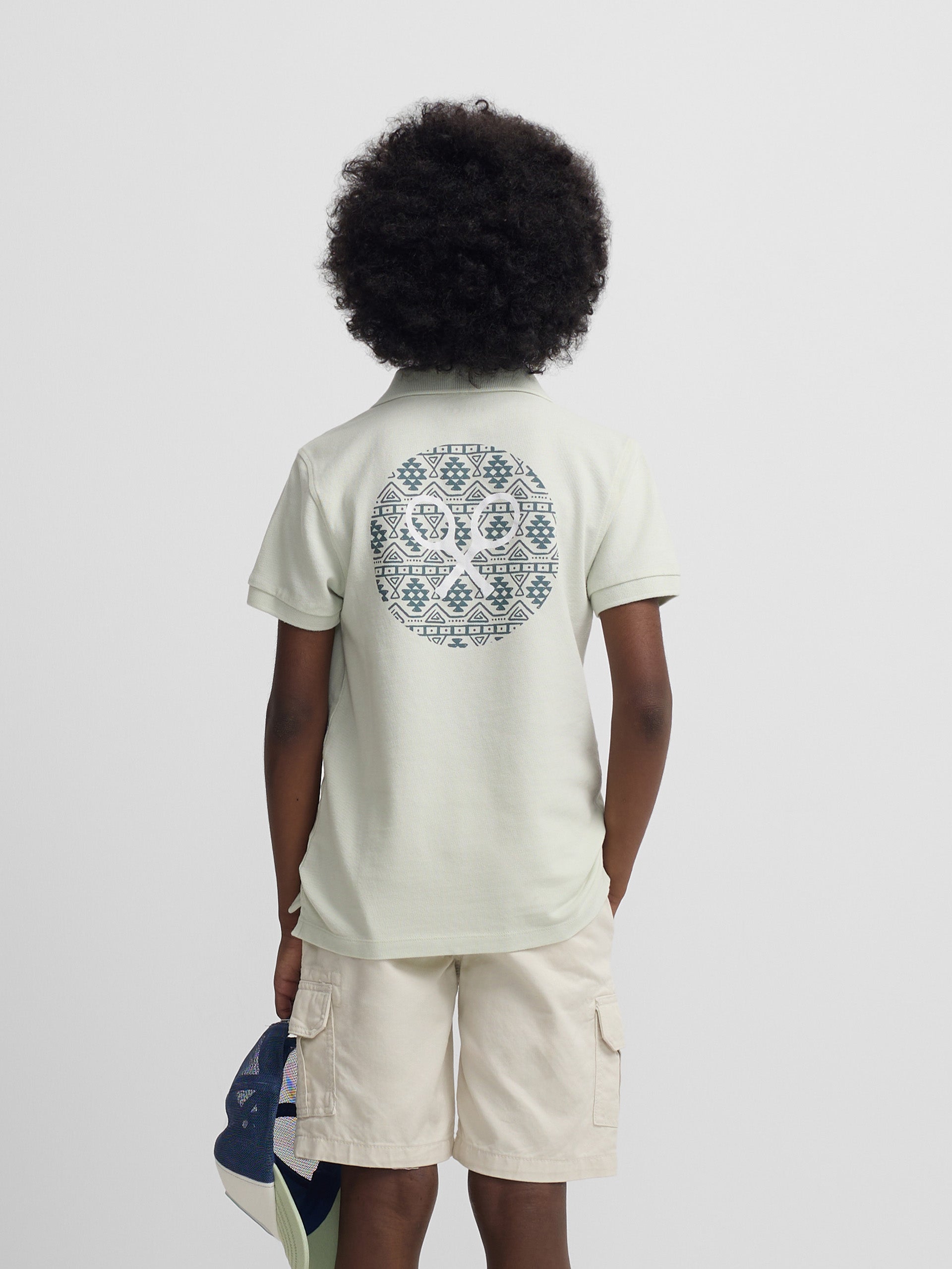 Polo enfant ethnique vert raquette