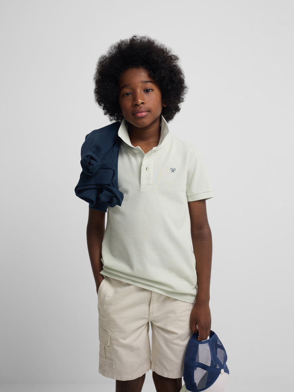 Polo enfant ethnique vert raquette