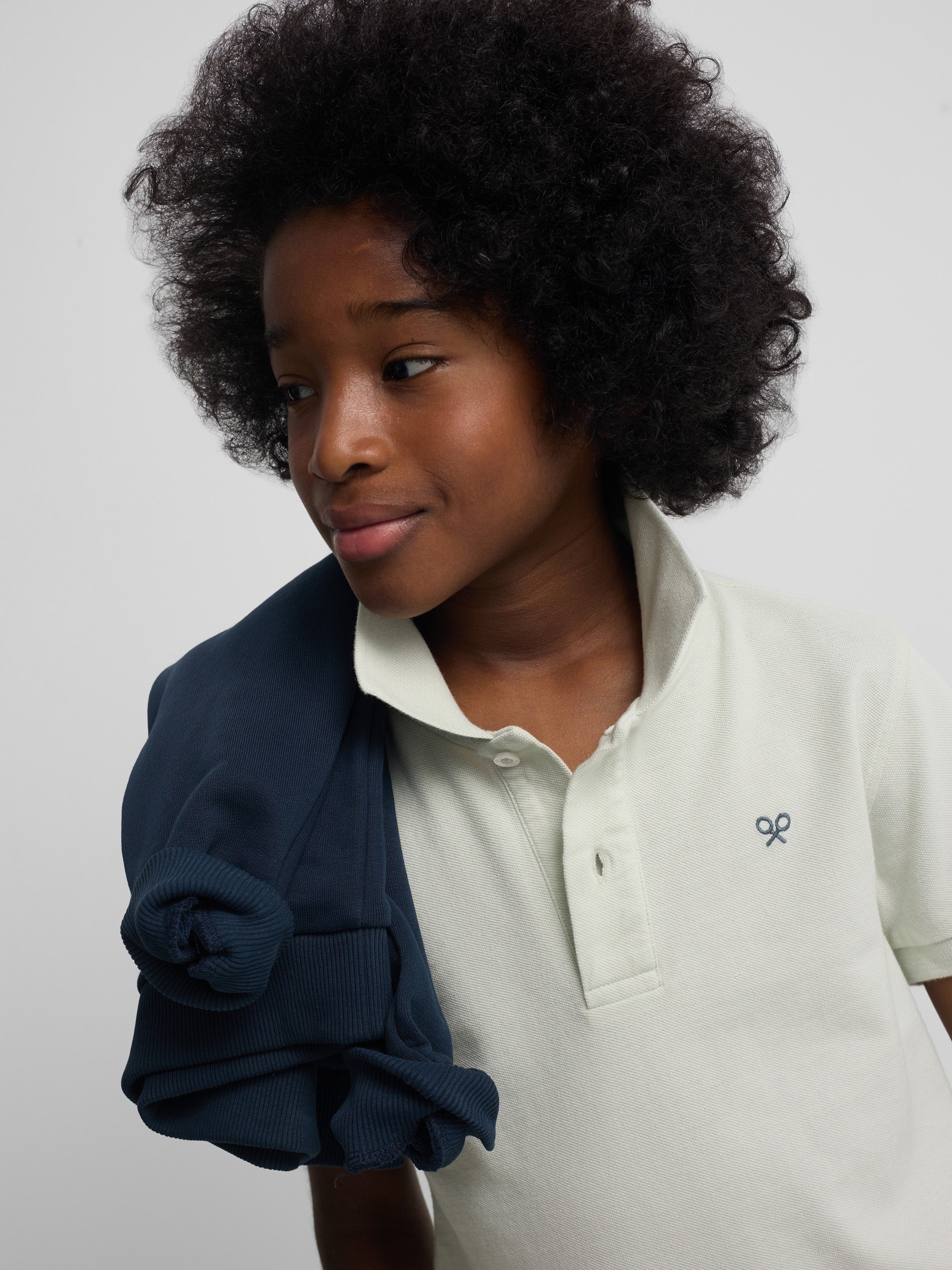 Polo enfant ethnique vert raquette