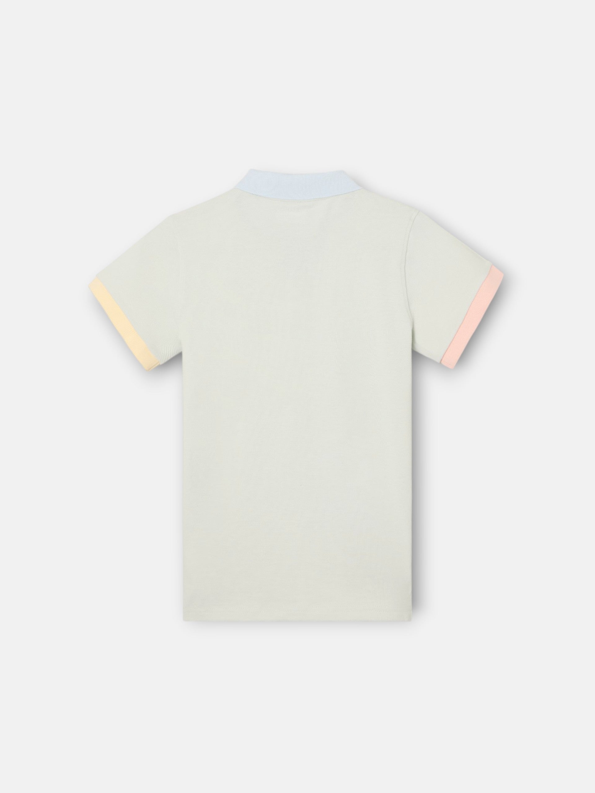 Light green kids' polo with multicolor trim