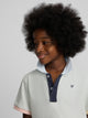 Light green kids' polo with multicolor trim