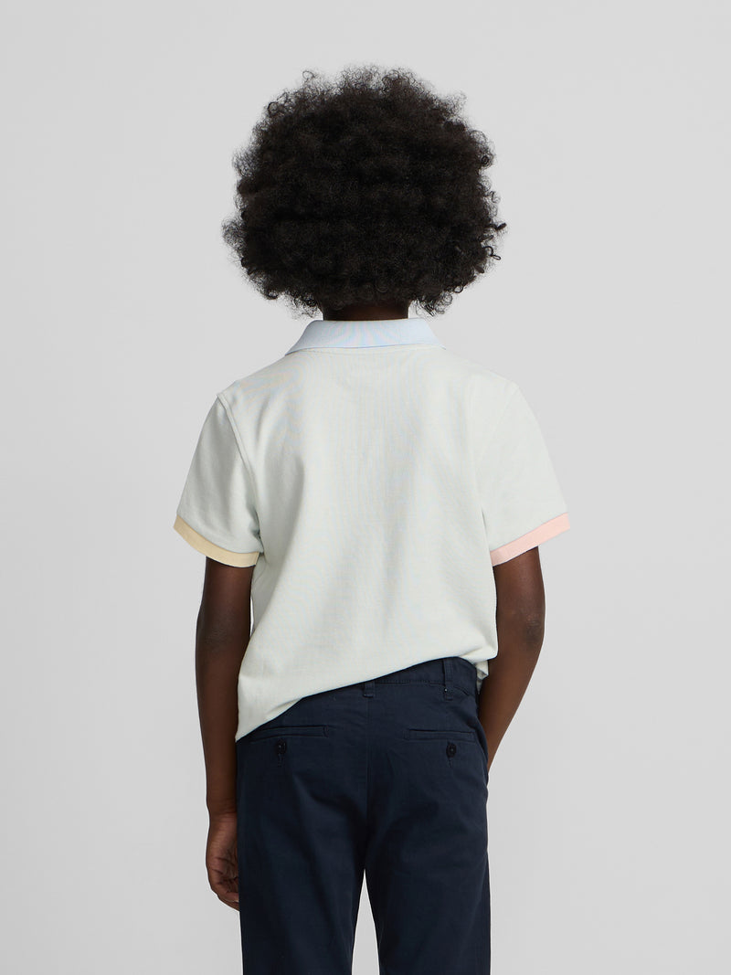 Polo kids ribete multicolor verde claro