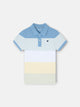 Polo enfant à larges rayures multicolores bleues