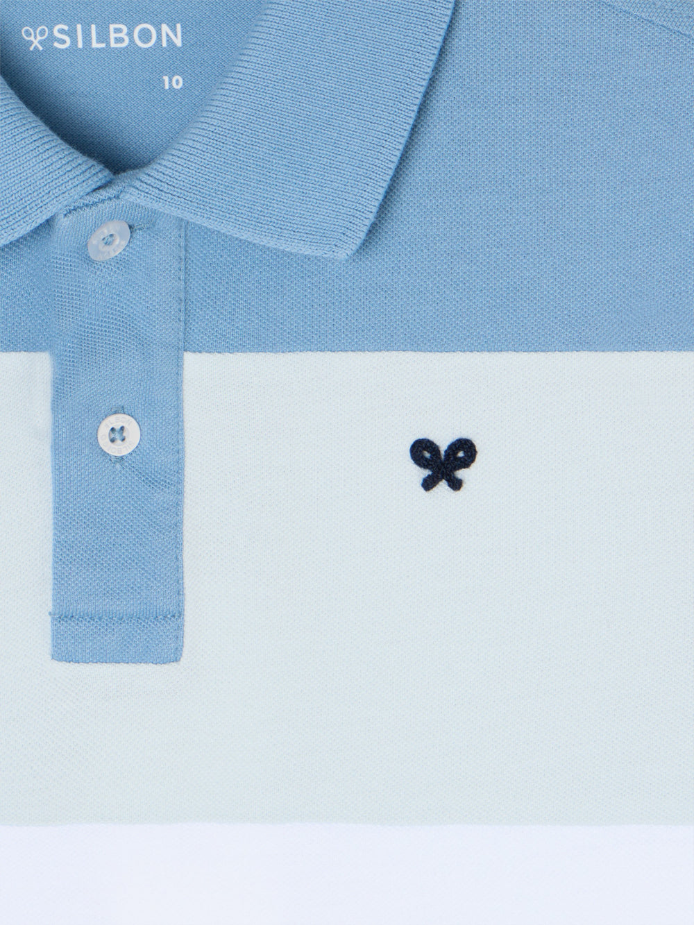 Polo enfant à larges rayures multicolores bleues