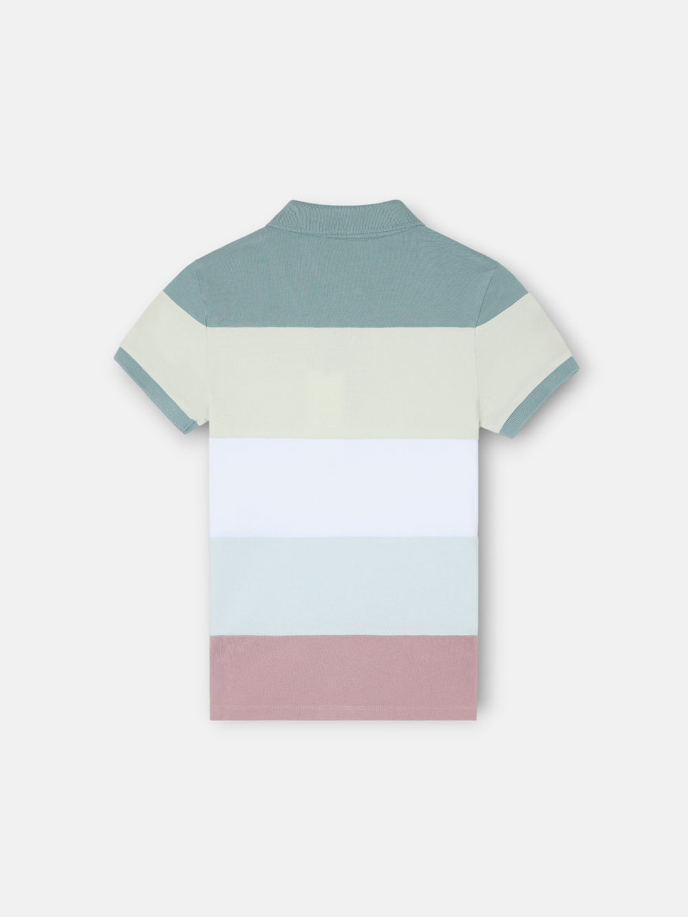 Polo enfant à larges rayures multicolores vertes