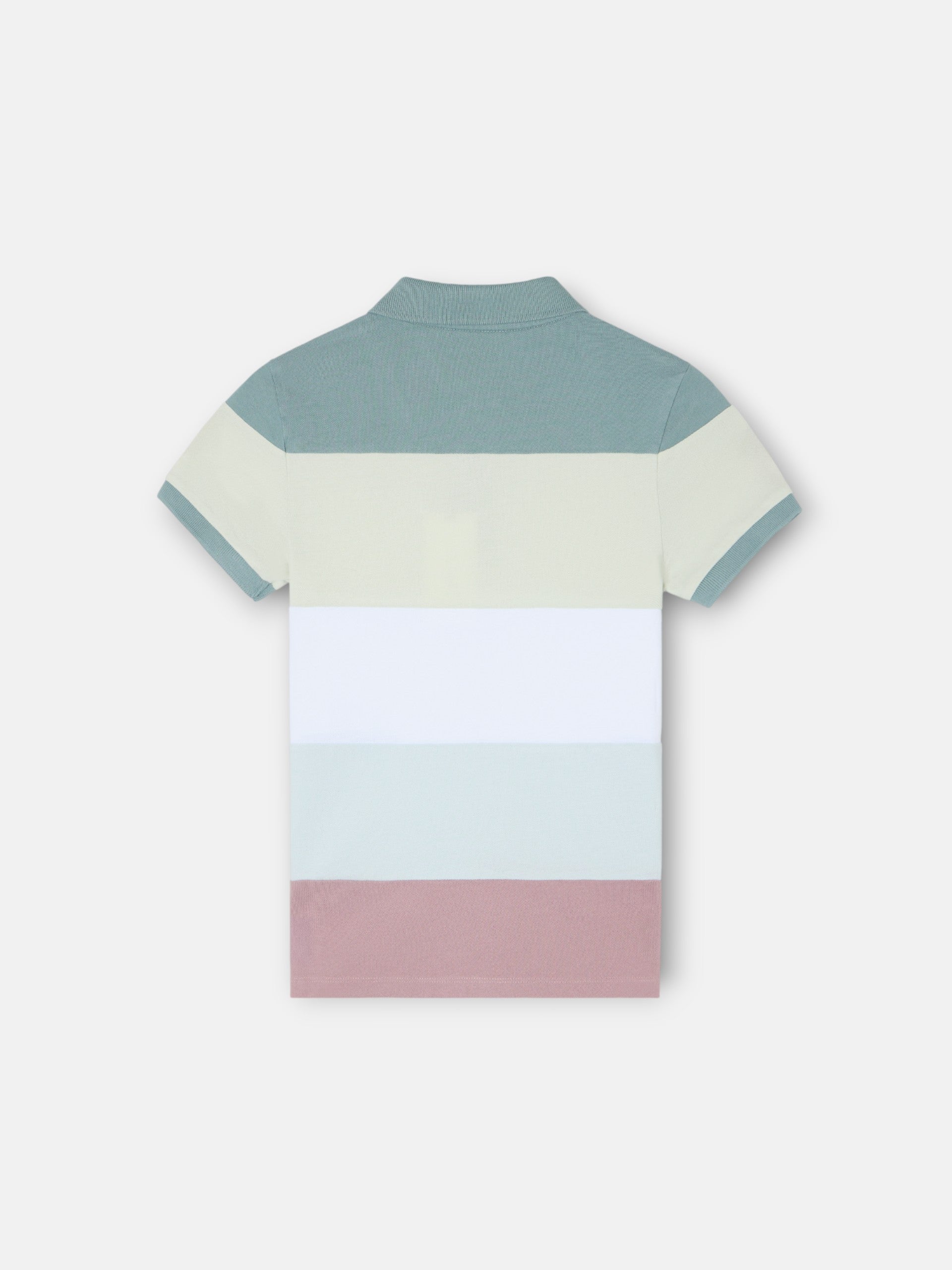 Polo enfant à larges rayures multicolores vertes