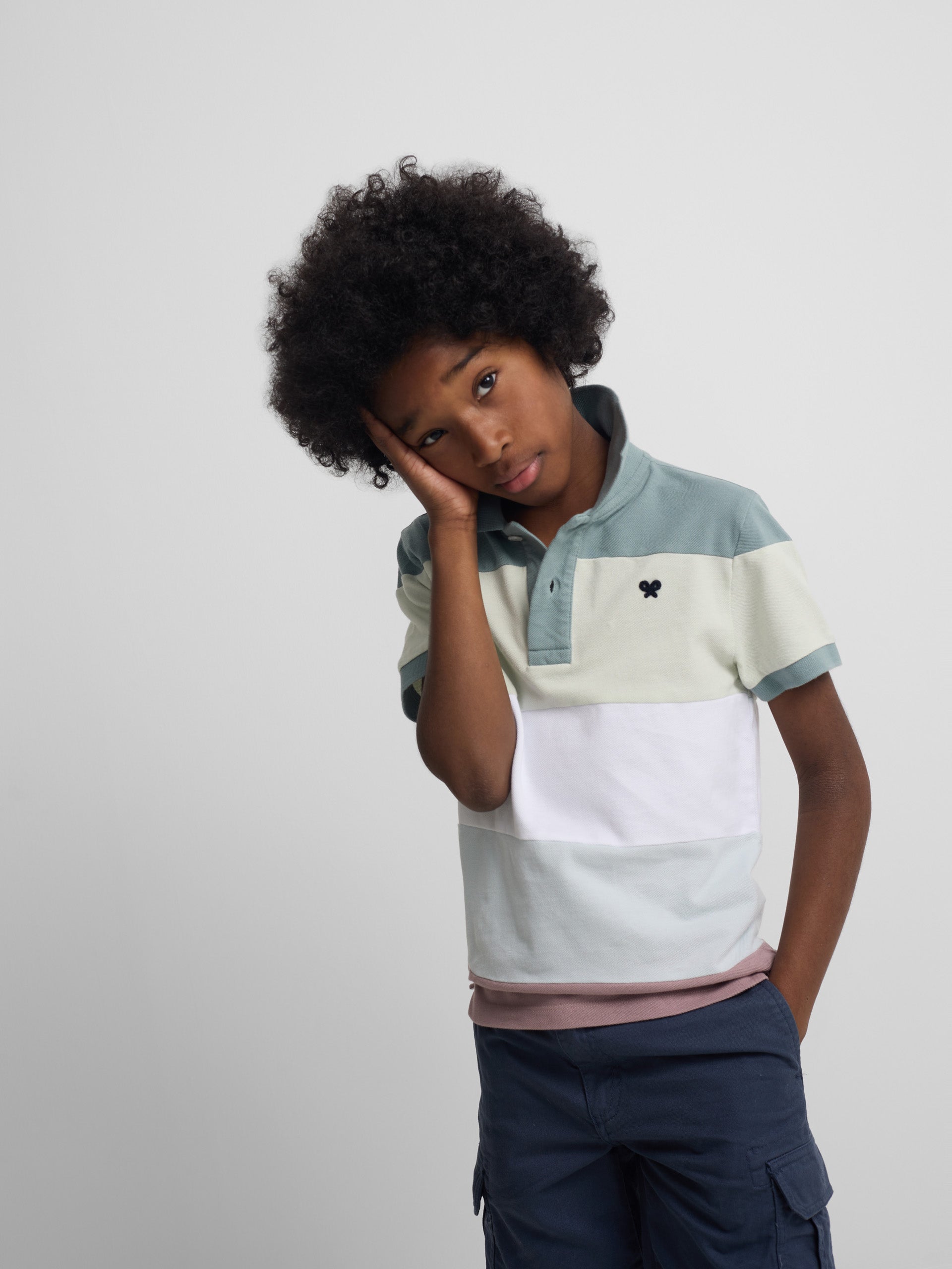 Polo kids wide stripe multicolor green