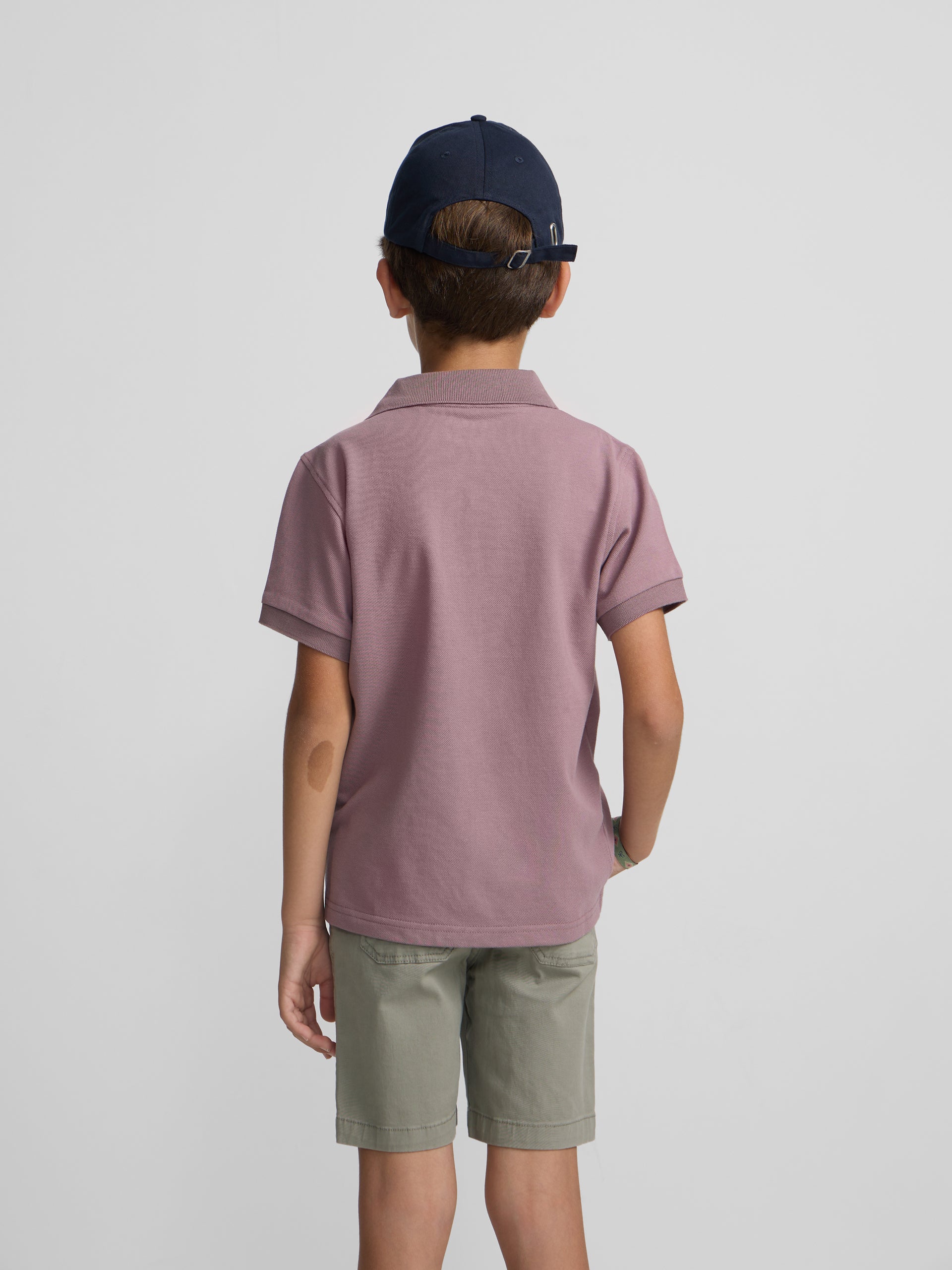 Kids plain polo with terry logo in burgundy