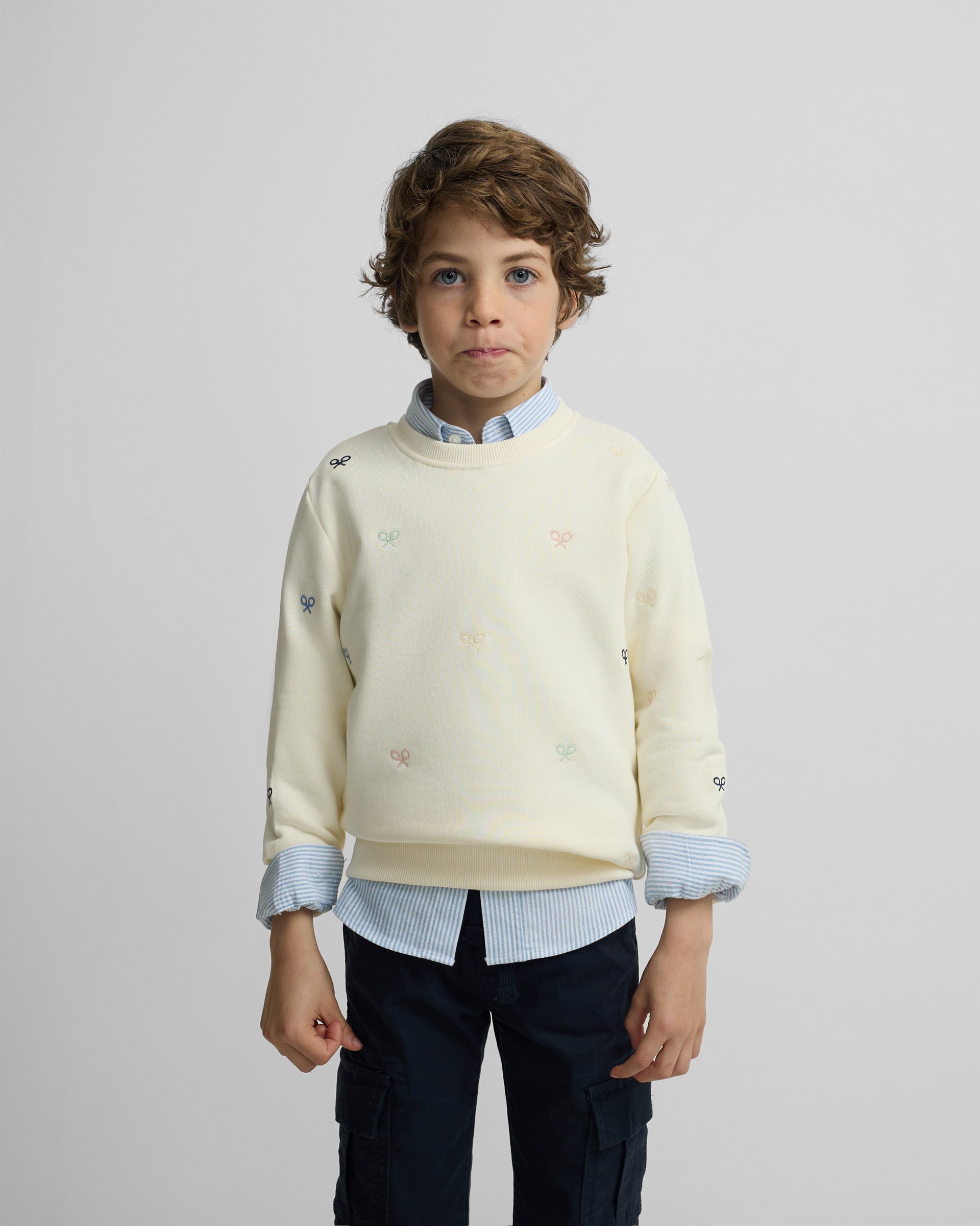 Sweat-shirt multi-raquettes pour enfants blanc