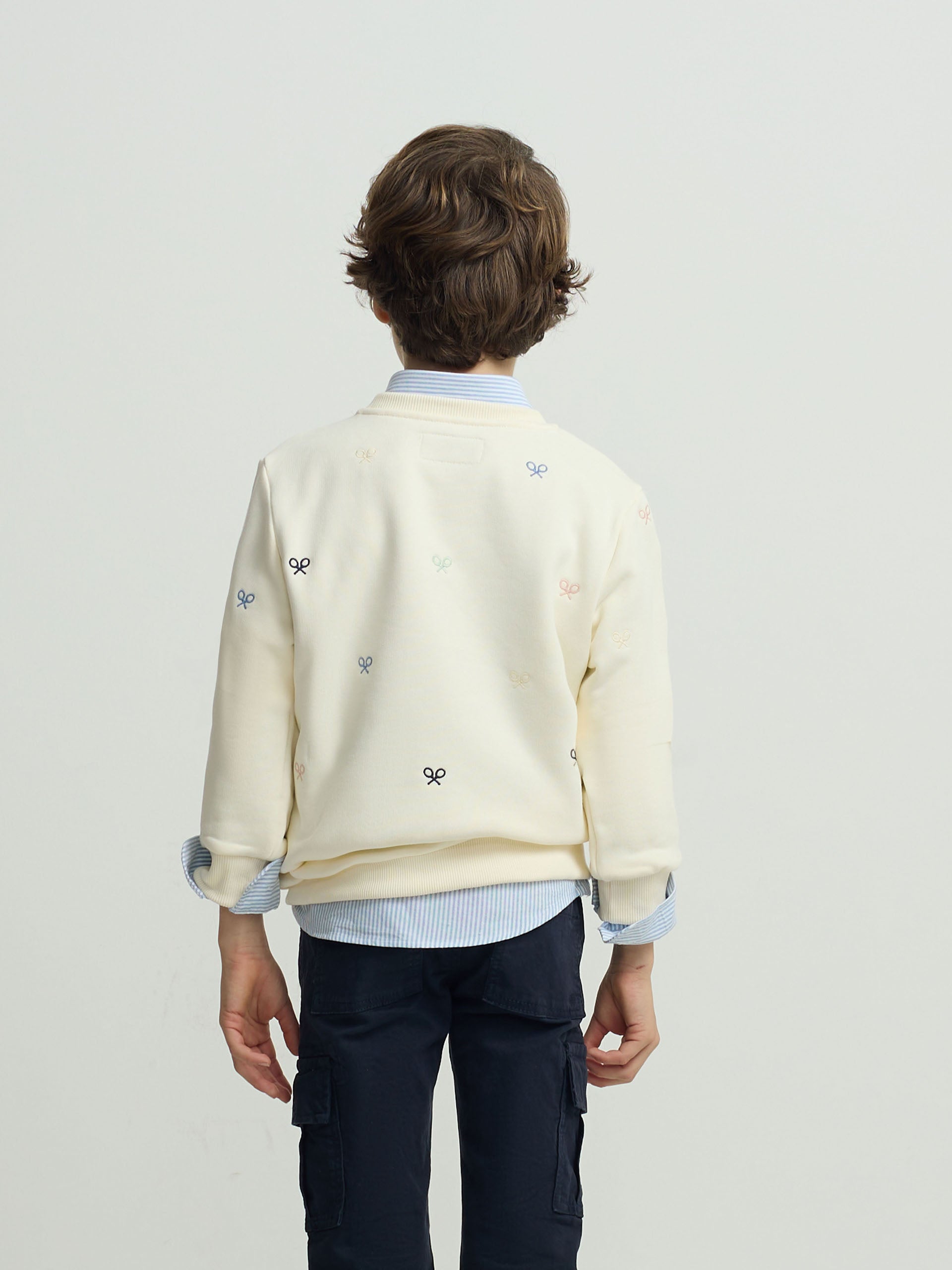 Sweat-shirt multi-raquettes pour enfants blanc