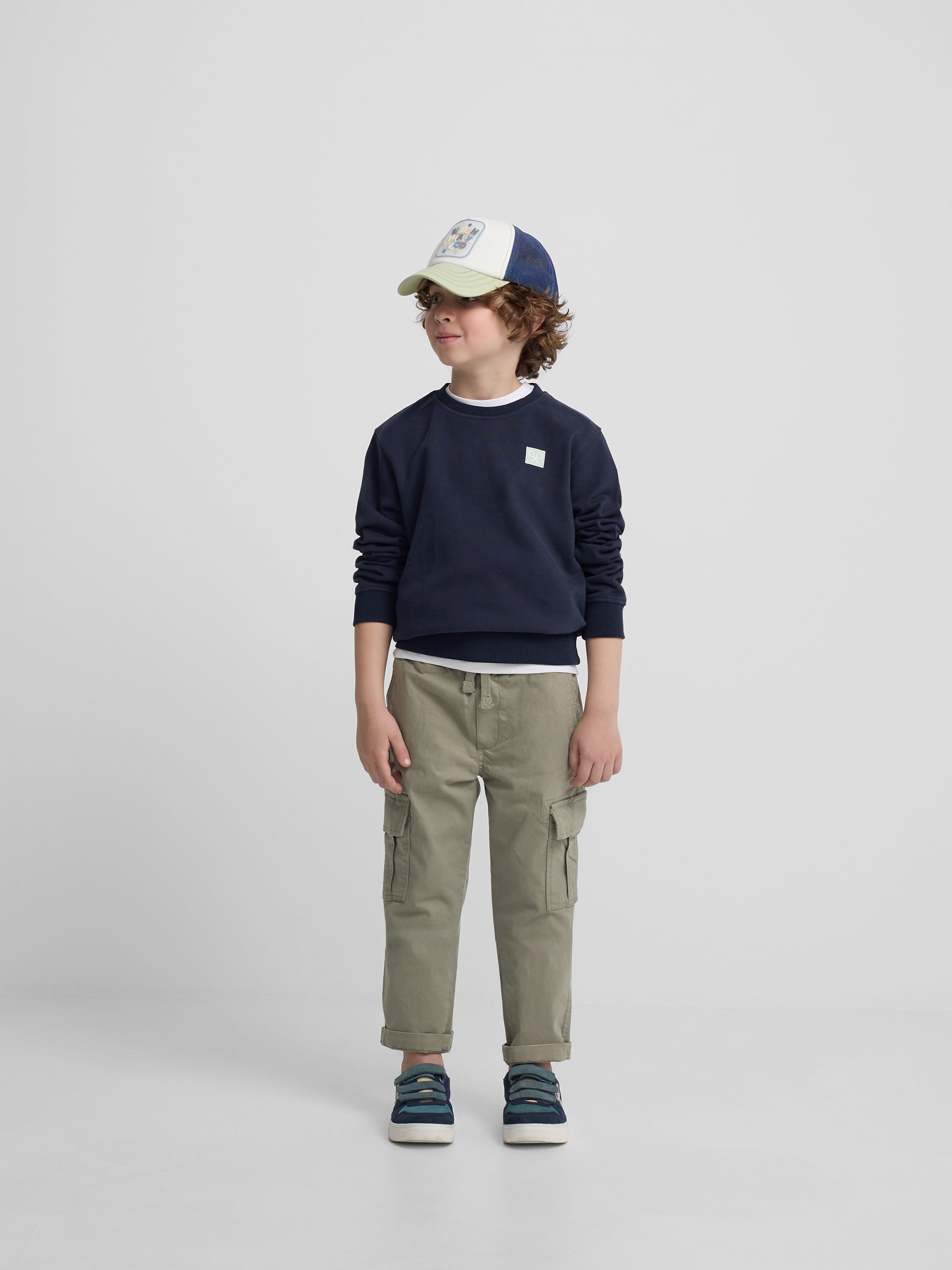 Sweat-shirt bleu marine pour enfants, motif sable et surf