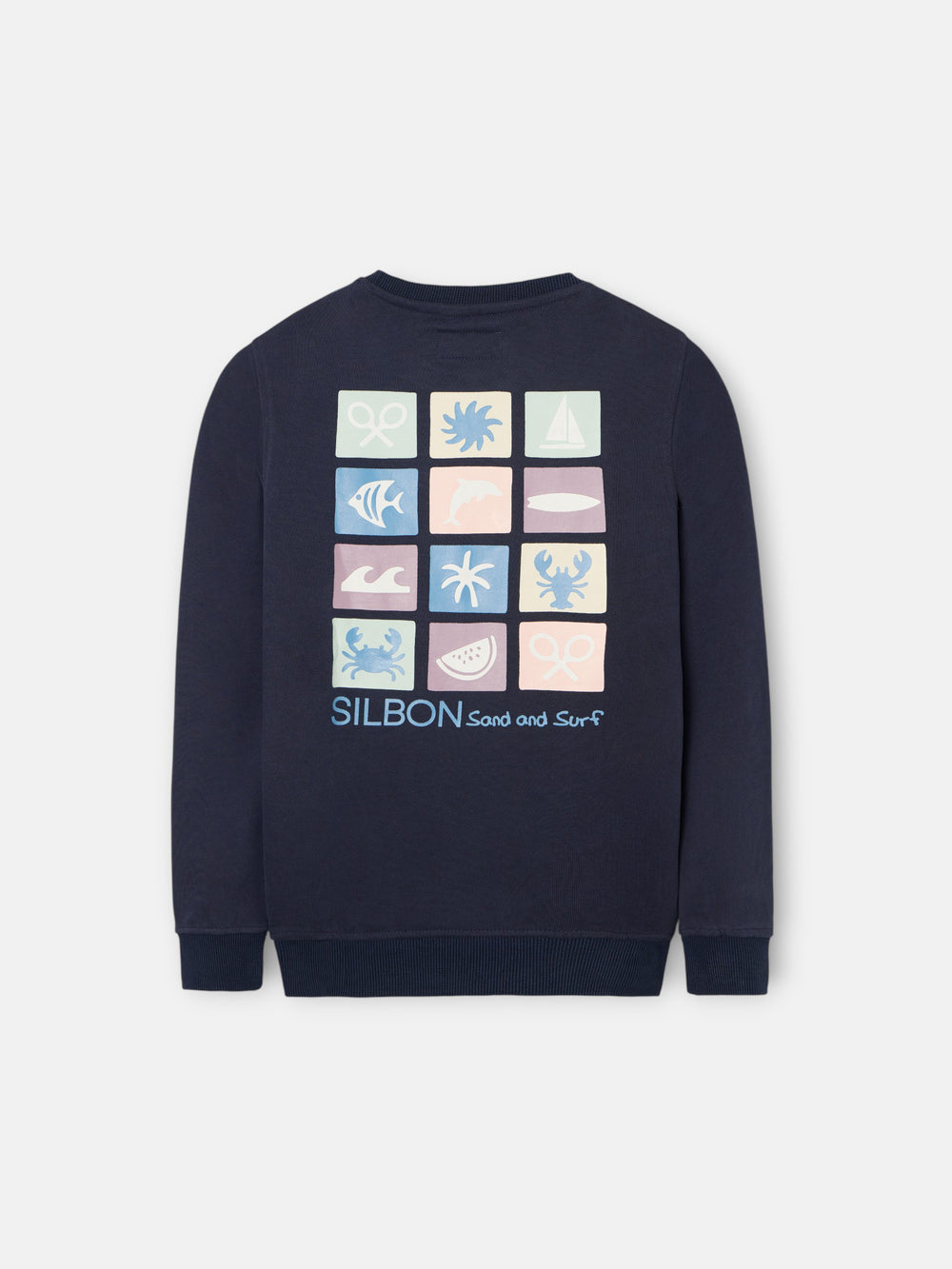 Kids' navy blue sand and surf sweatshirt