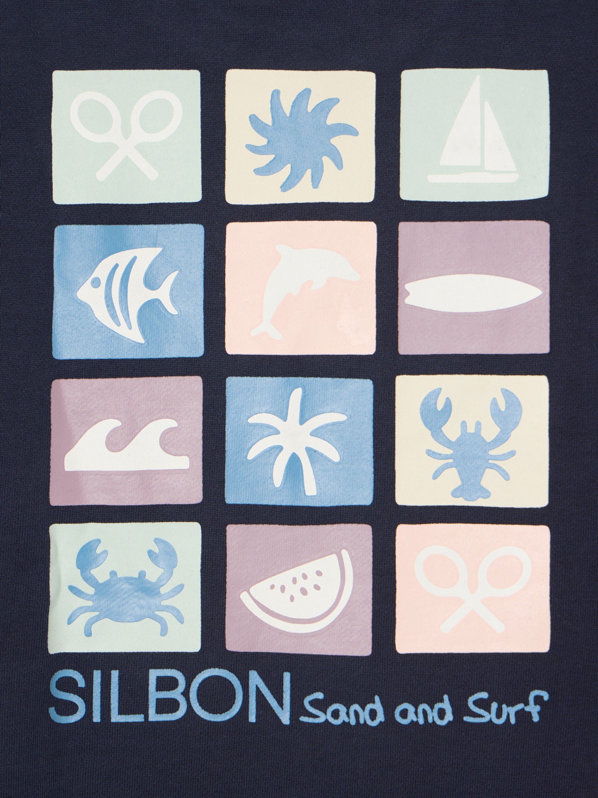 Kids' navy blue sand and surf sweatshirt