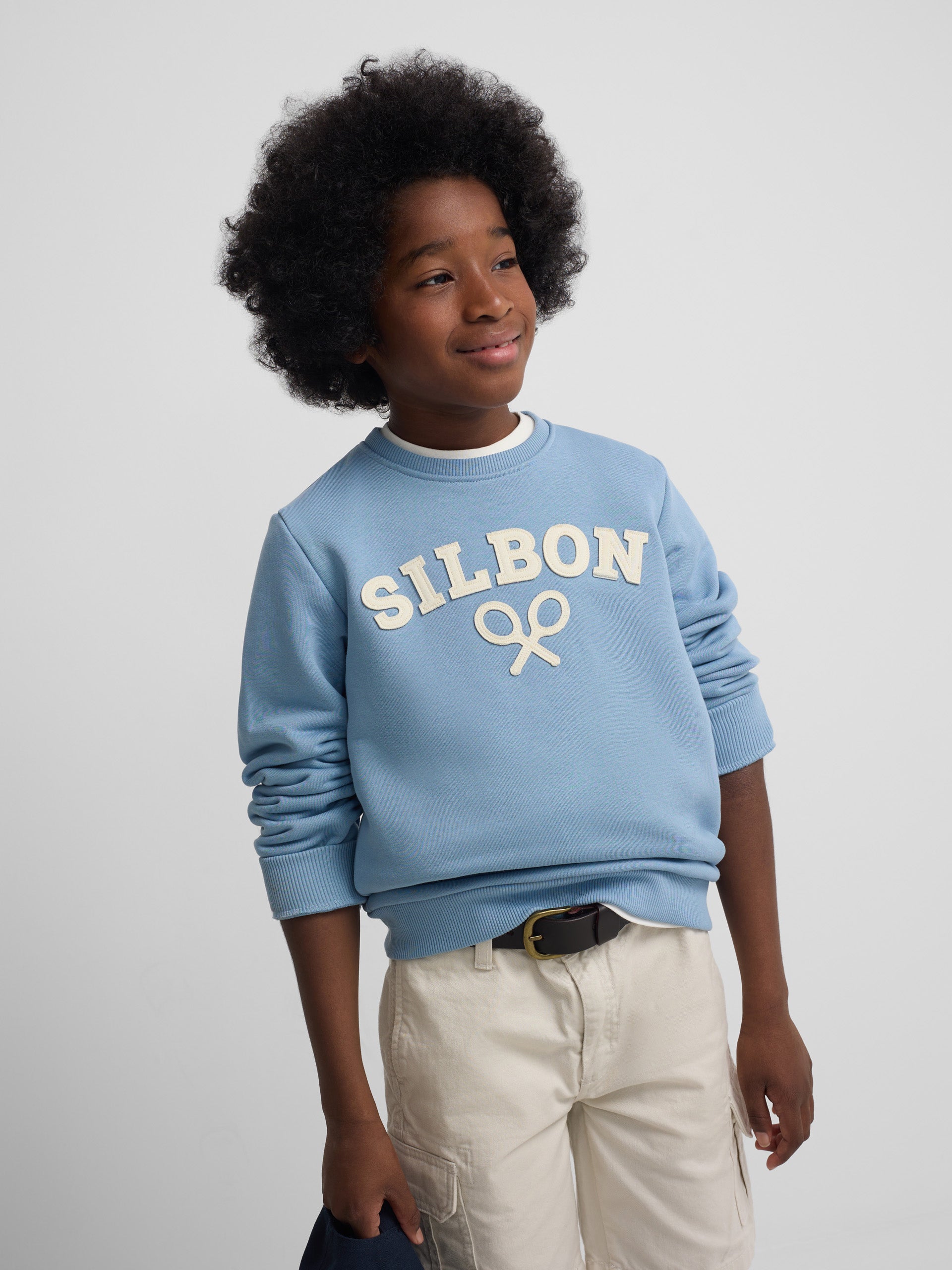 Sudadera kids Silbon raqueta media azul indigo