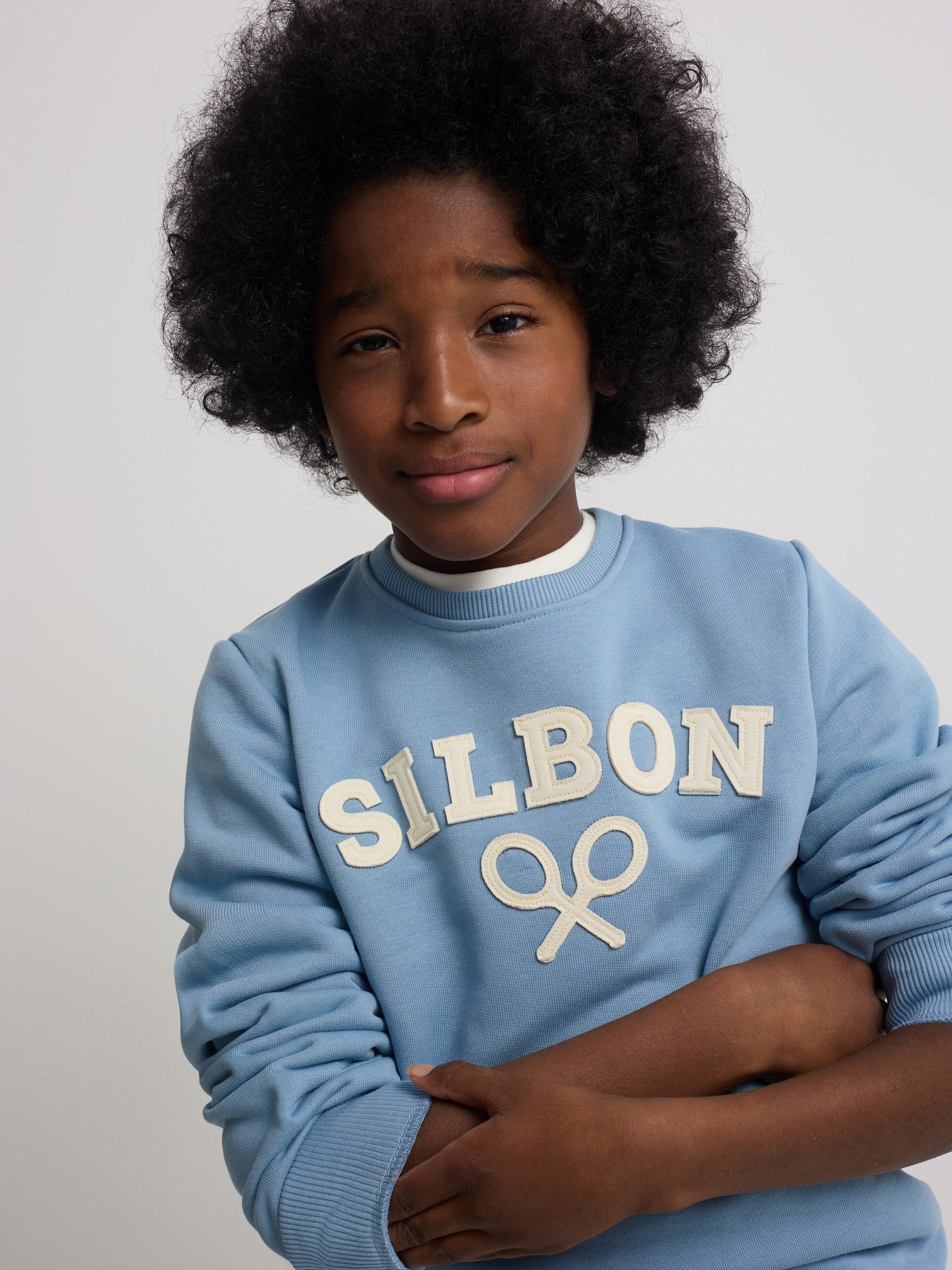 Sudadera kids Silbon raqueta media azul indigo