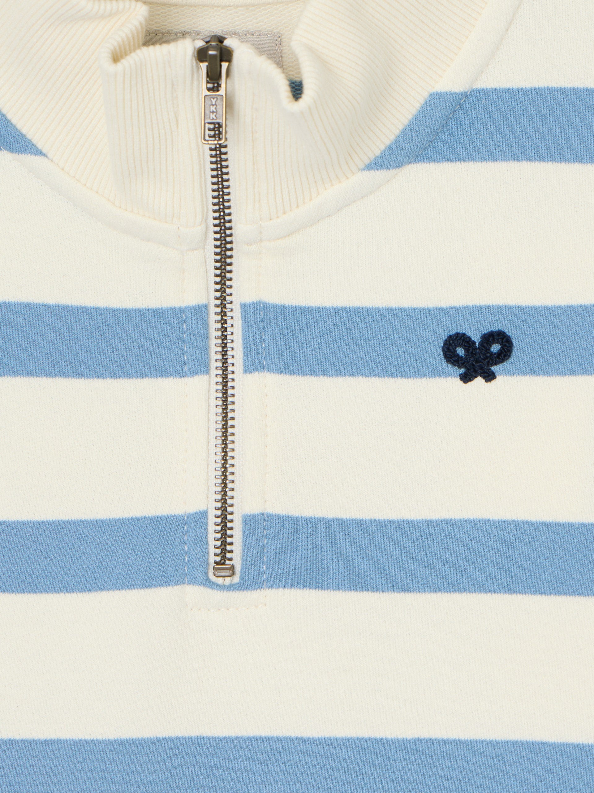Sweat-shirt enfant demi-fermeture éclair rayé bleu