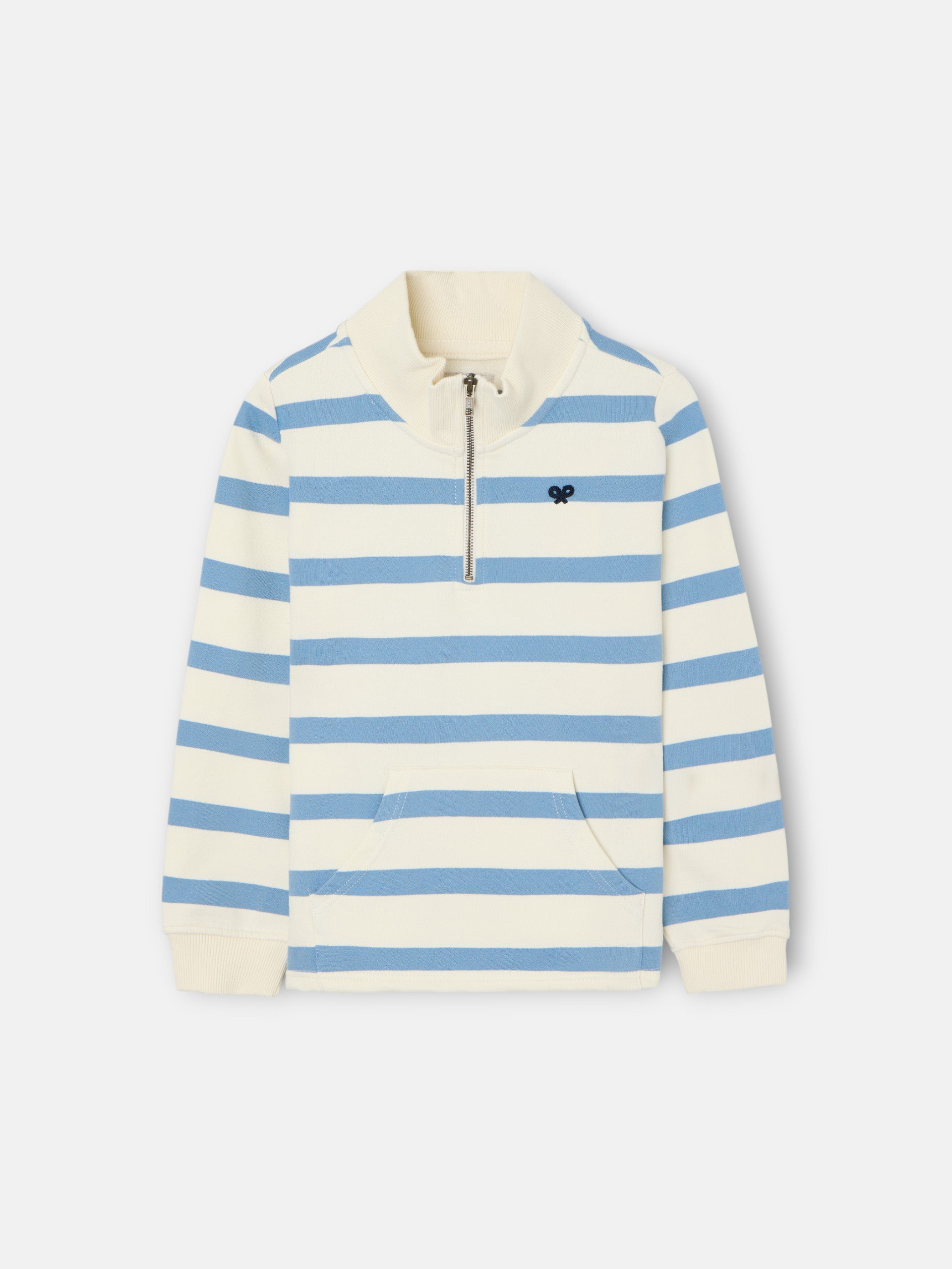 Sweat-shirt enfant demi-fermeture éclair rayé bleu
