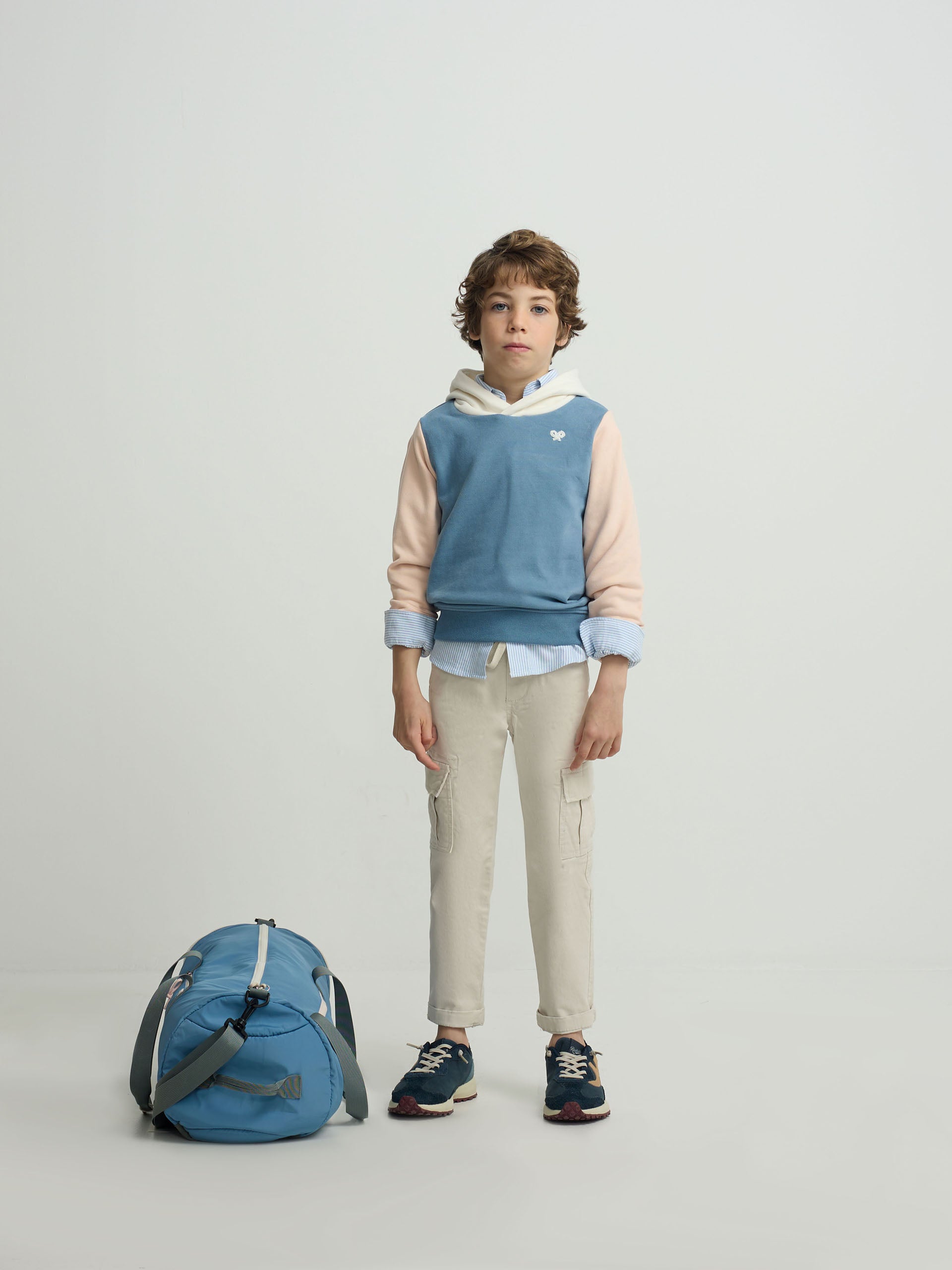 Sweatshirt kids capuz raquete étnica azul