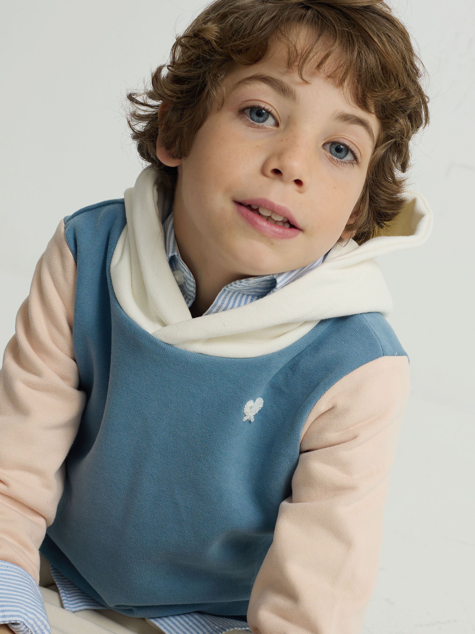 Sweatshirt kids capuz raquete étnica azul