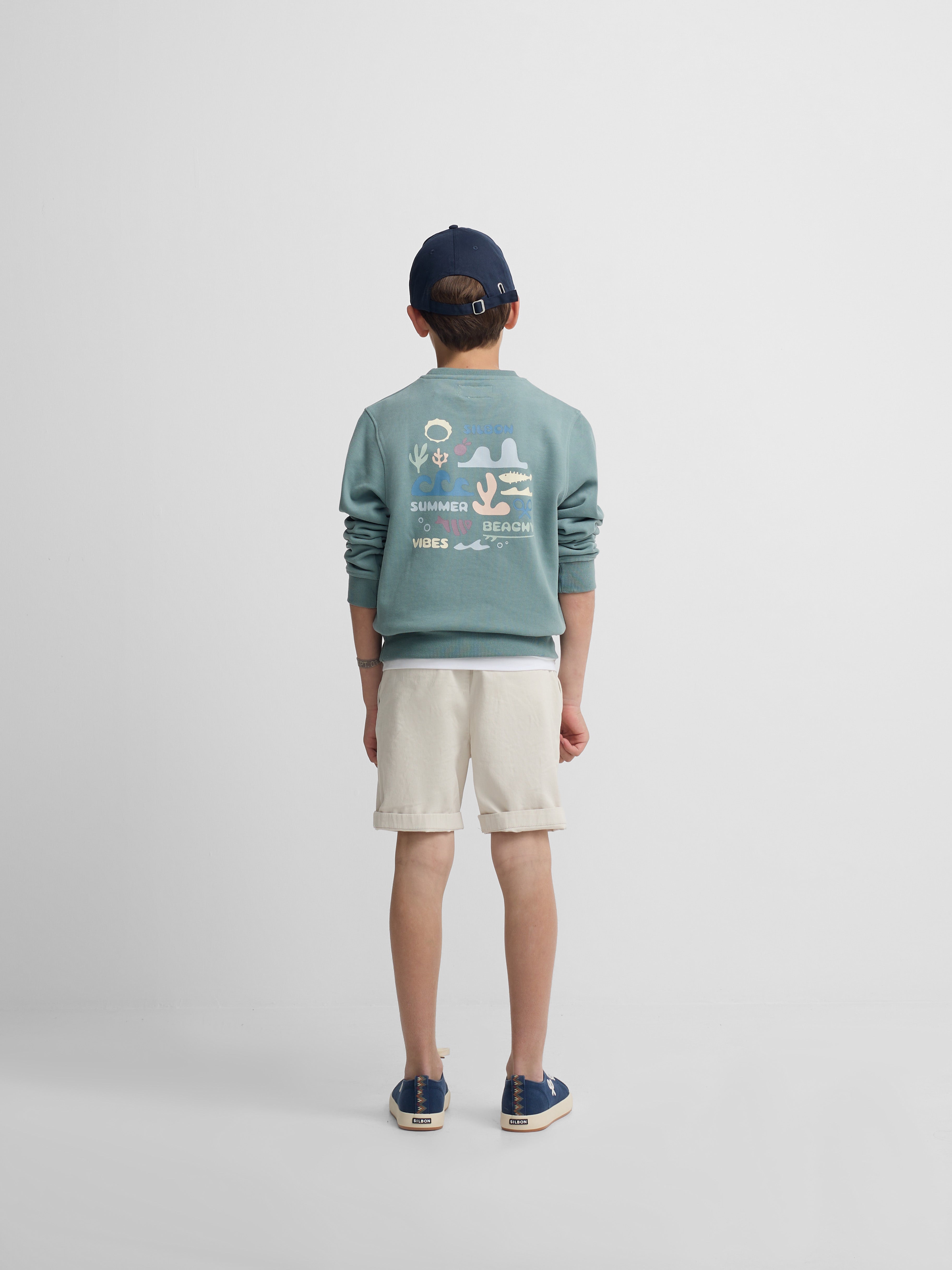 Sweat-shirt vert plage d'été pour enfants