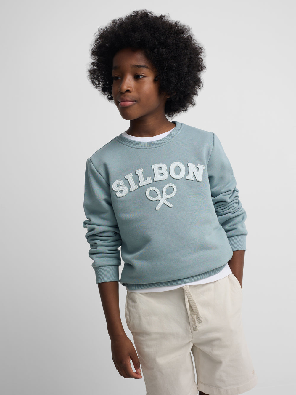 Sweat-shirt enfant Silbon raquette demi-vert