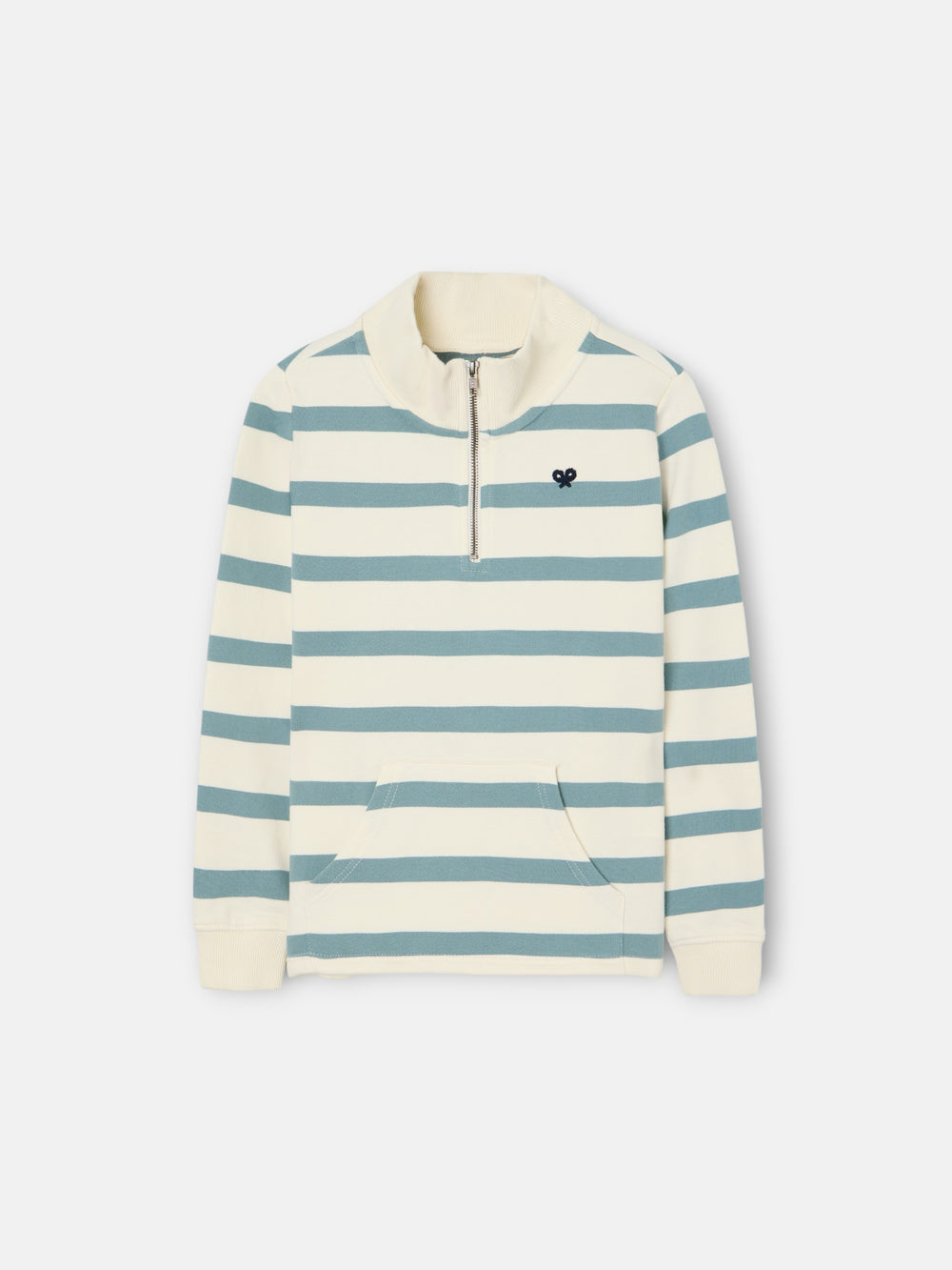 Kids' half-zip sweatshirt with green stripes