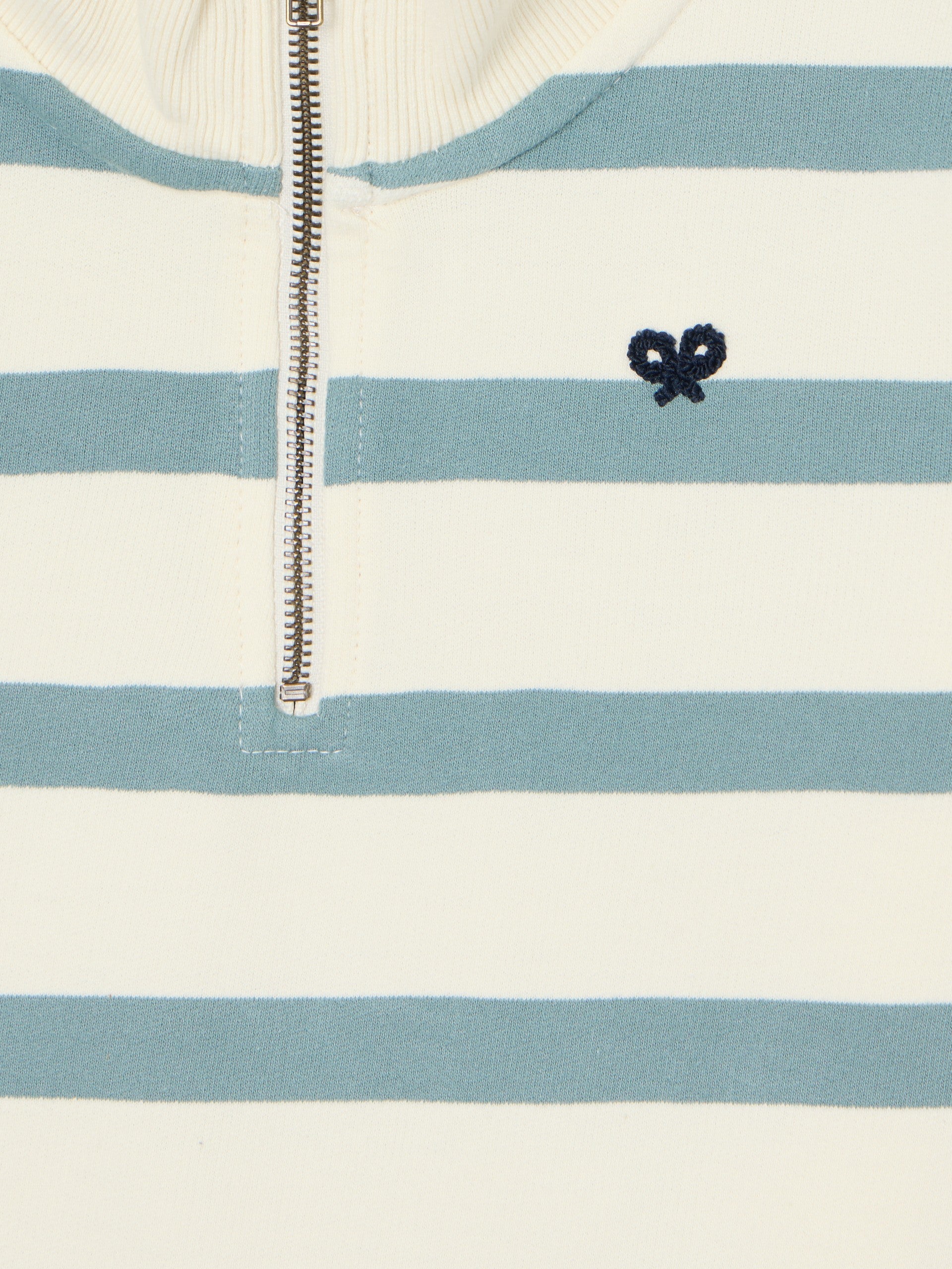 Kids' half-zip sweatshirt with green stripes