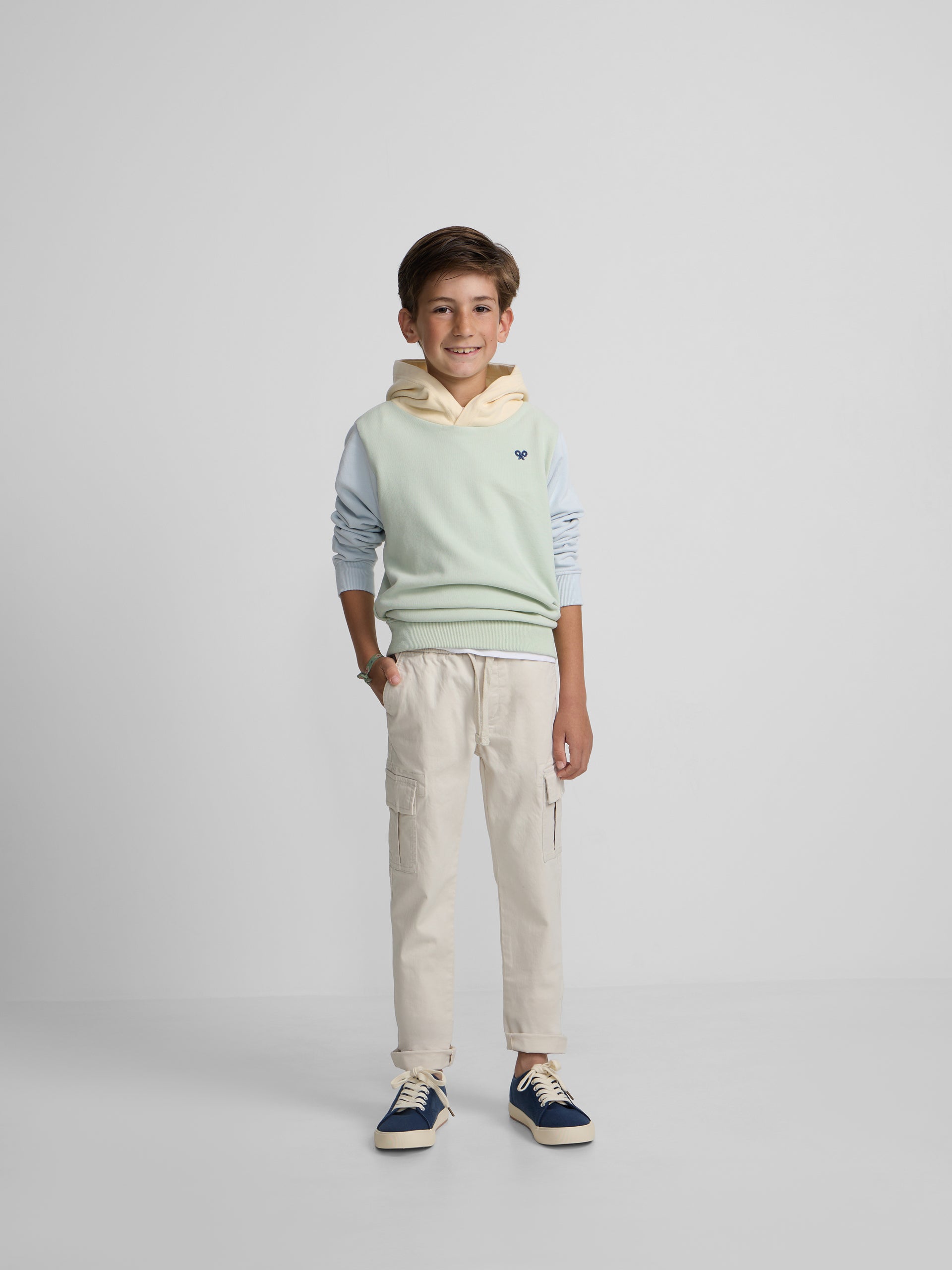 Sweat à capuche enfant raquette ethnique verte