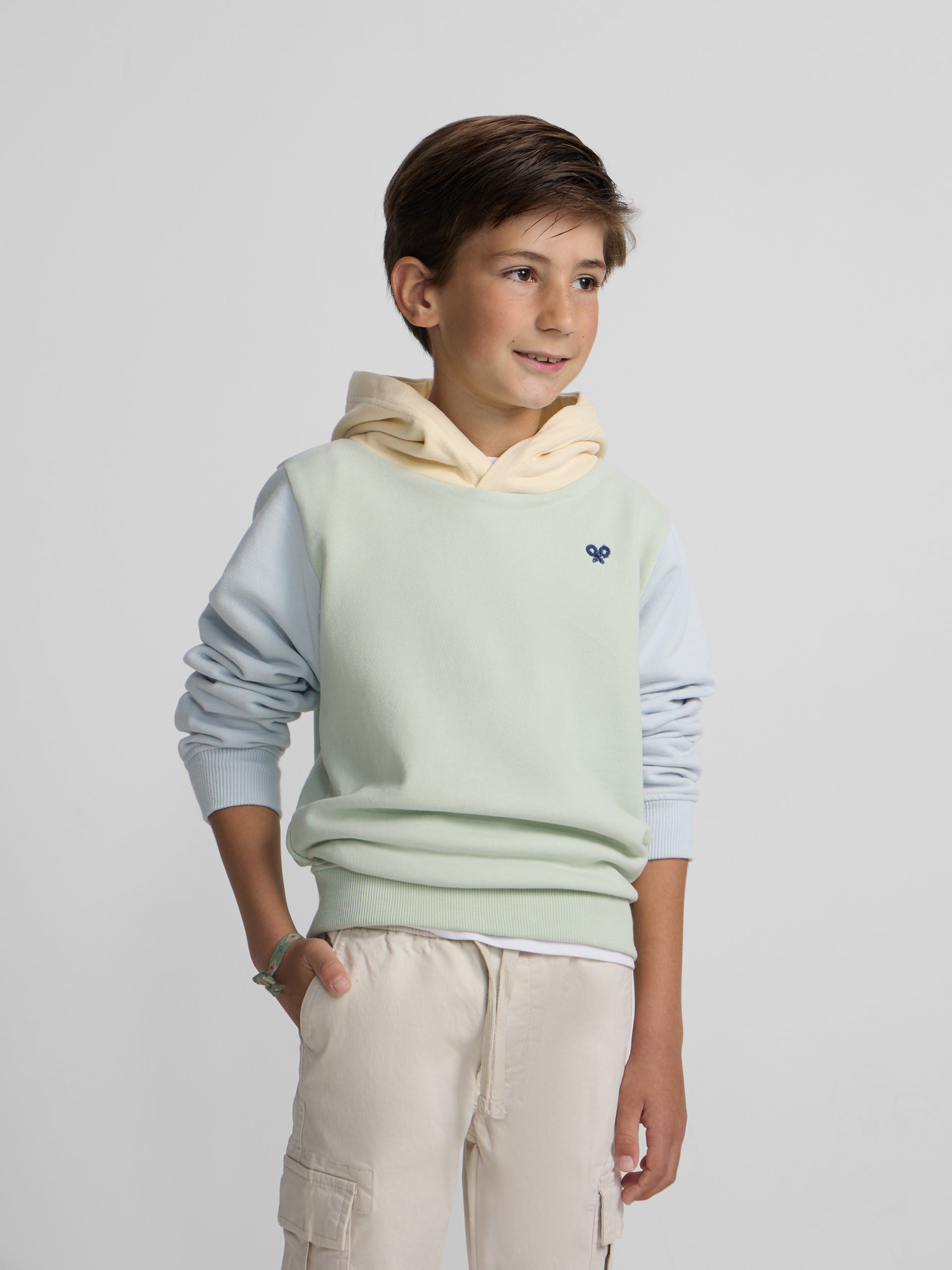 Sweat à capuche enfant raquette ethnique verte