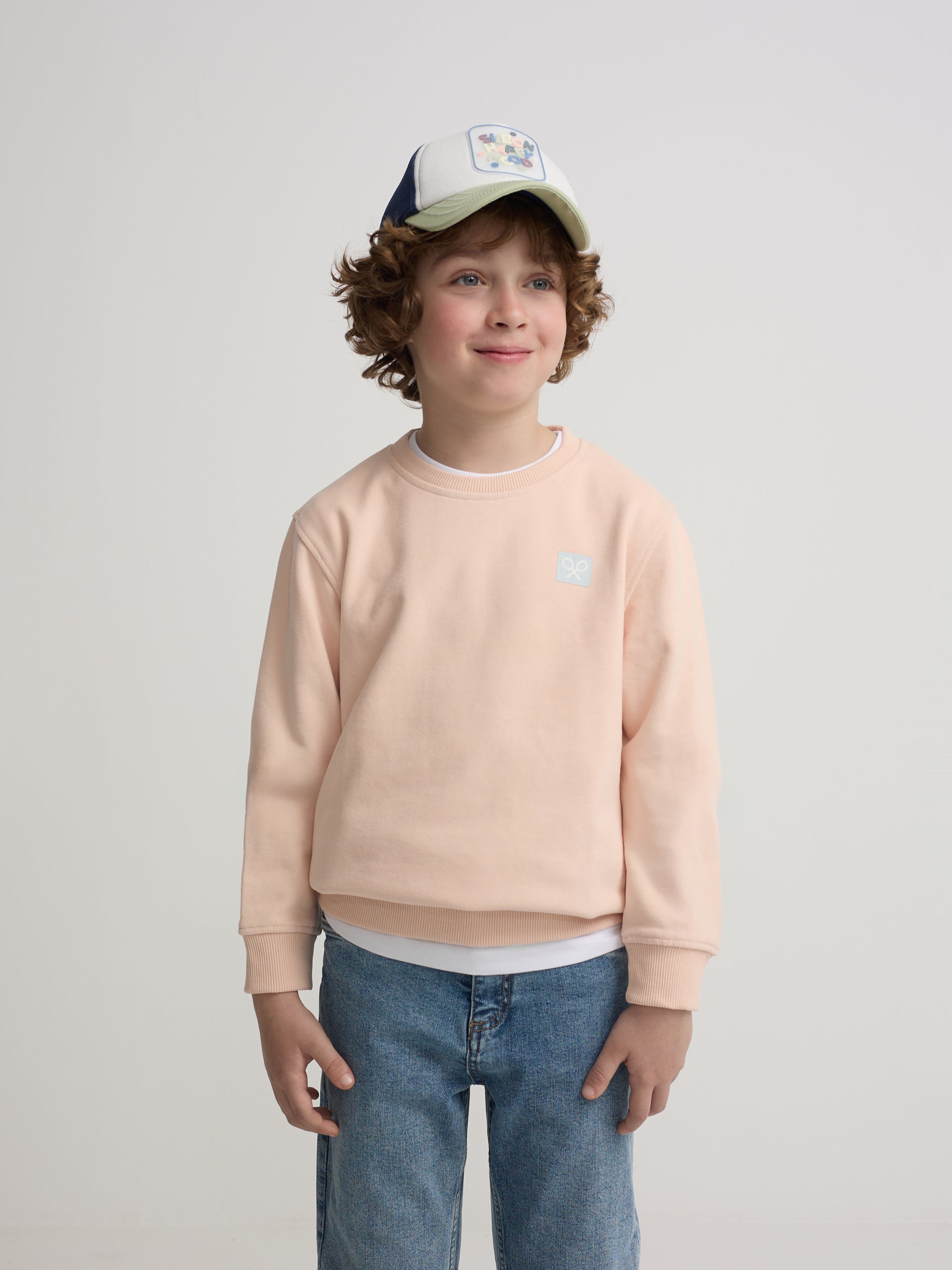 Sweat-shirt enfant sable et surf corail